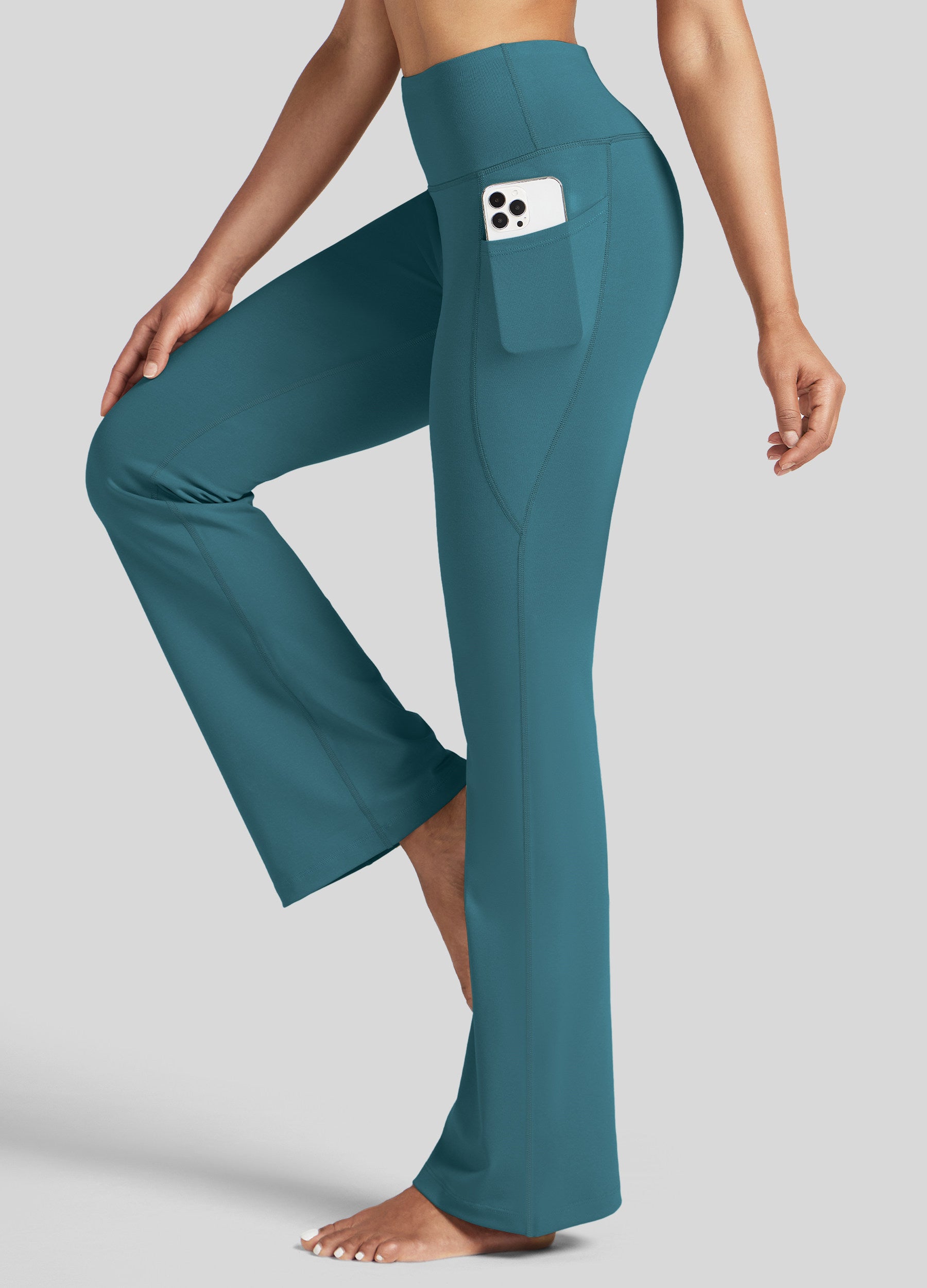 Womens Stretchy Yoga Pants Bootcut 31 Inch teal