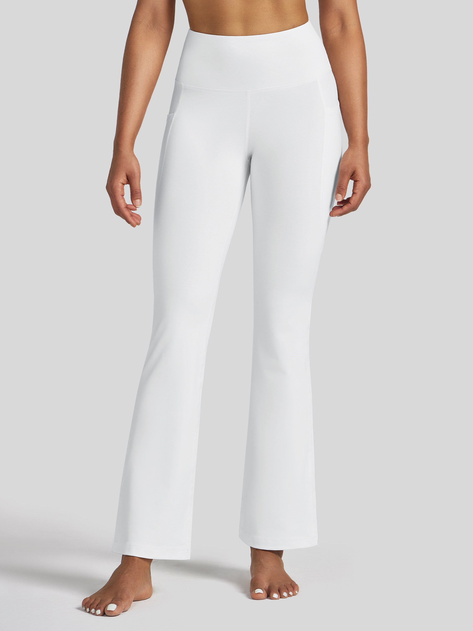 Womens Stretchy Yoga Pants Bootcut 31 Inch white