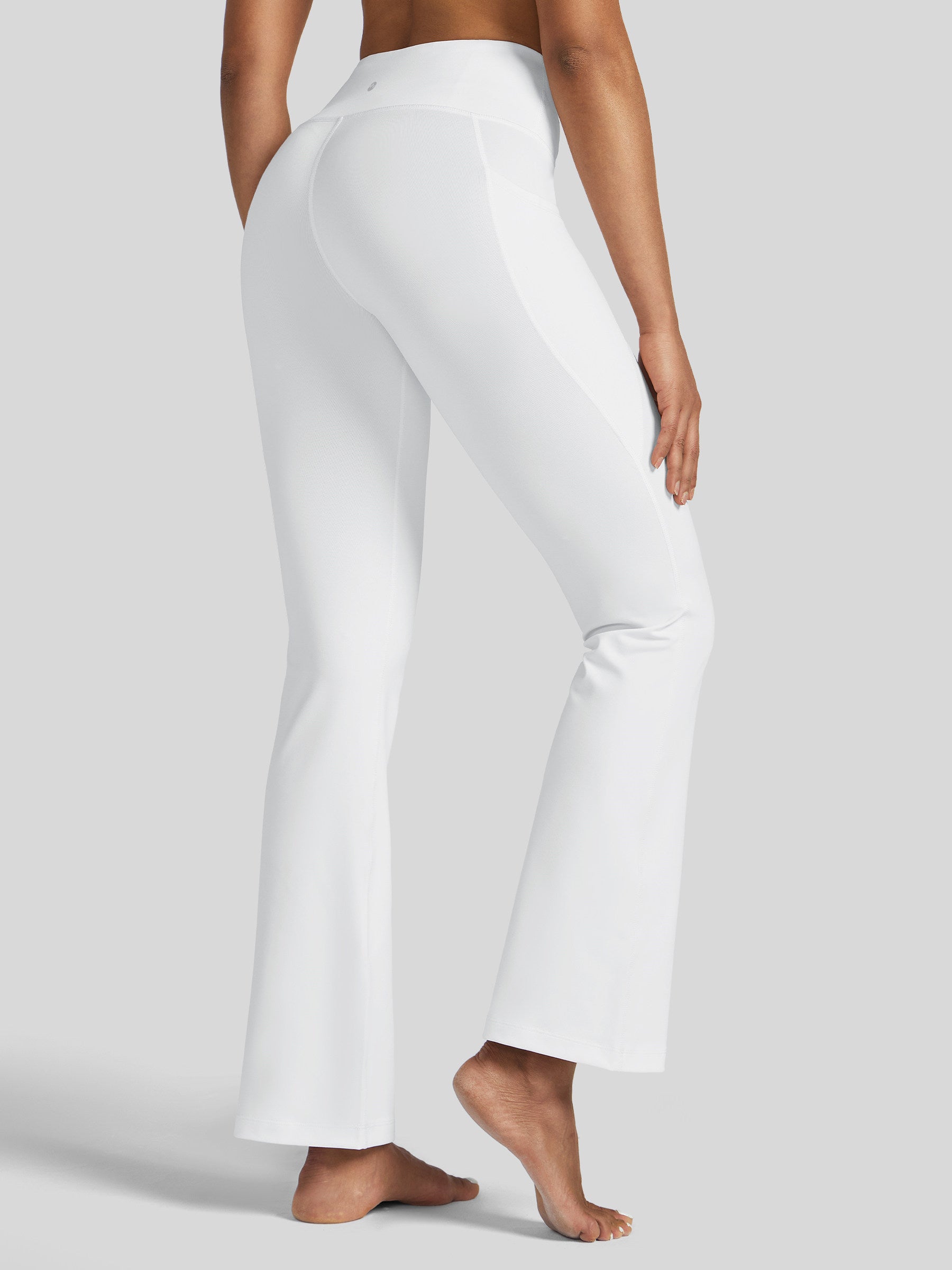 Womens Stretchy Yoga Pants Bootcut 31 Inch white