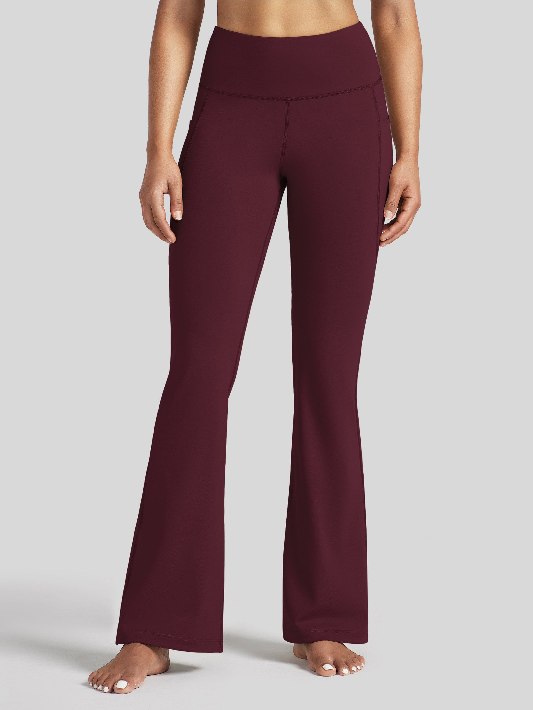 Womens Stretchy Yoga Pants Bootcut 29 Inch wine red