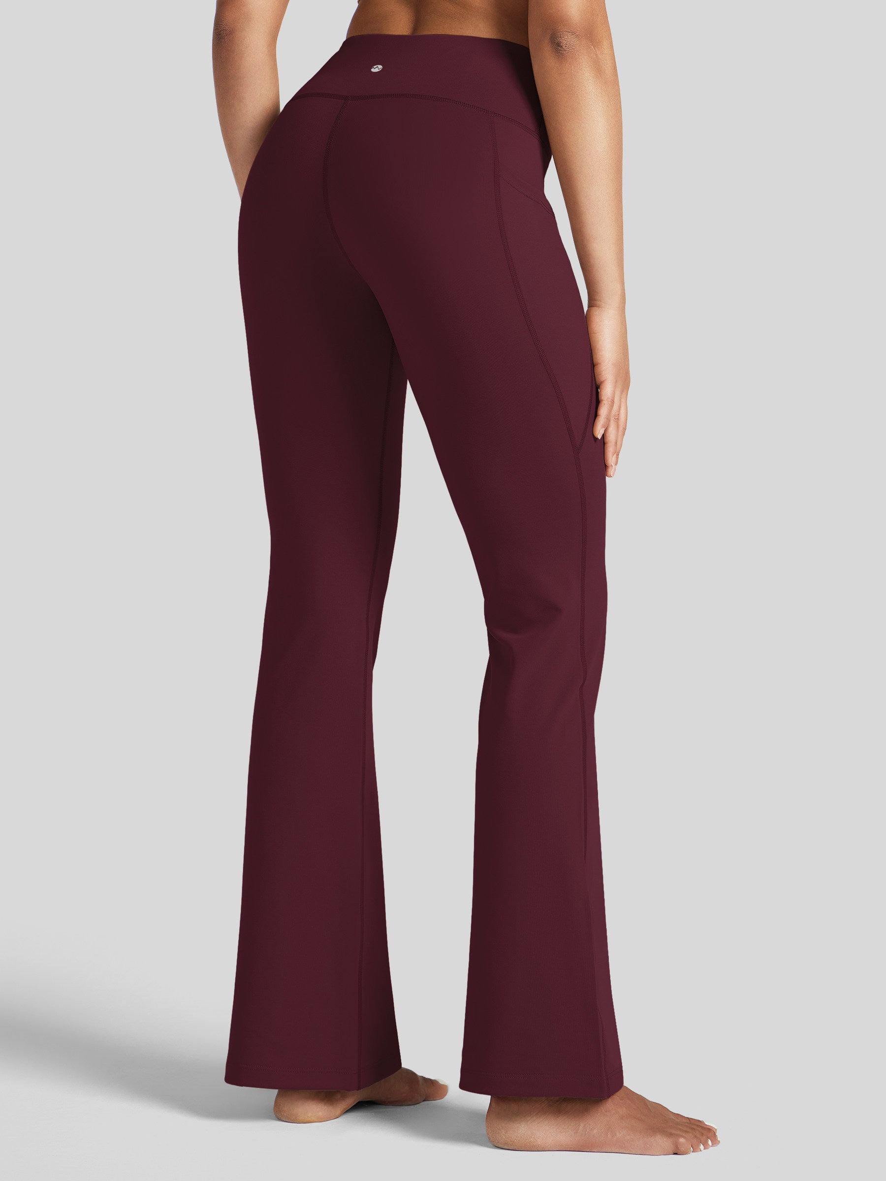 Womens Stretchy Yoga Pants Bootcut 29 Inch wine red
