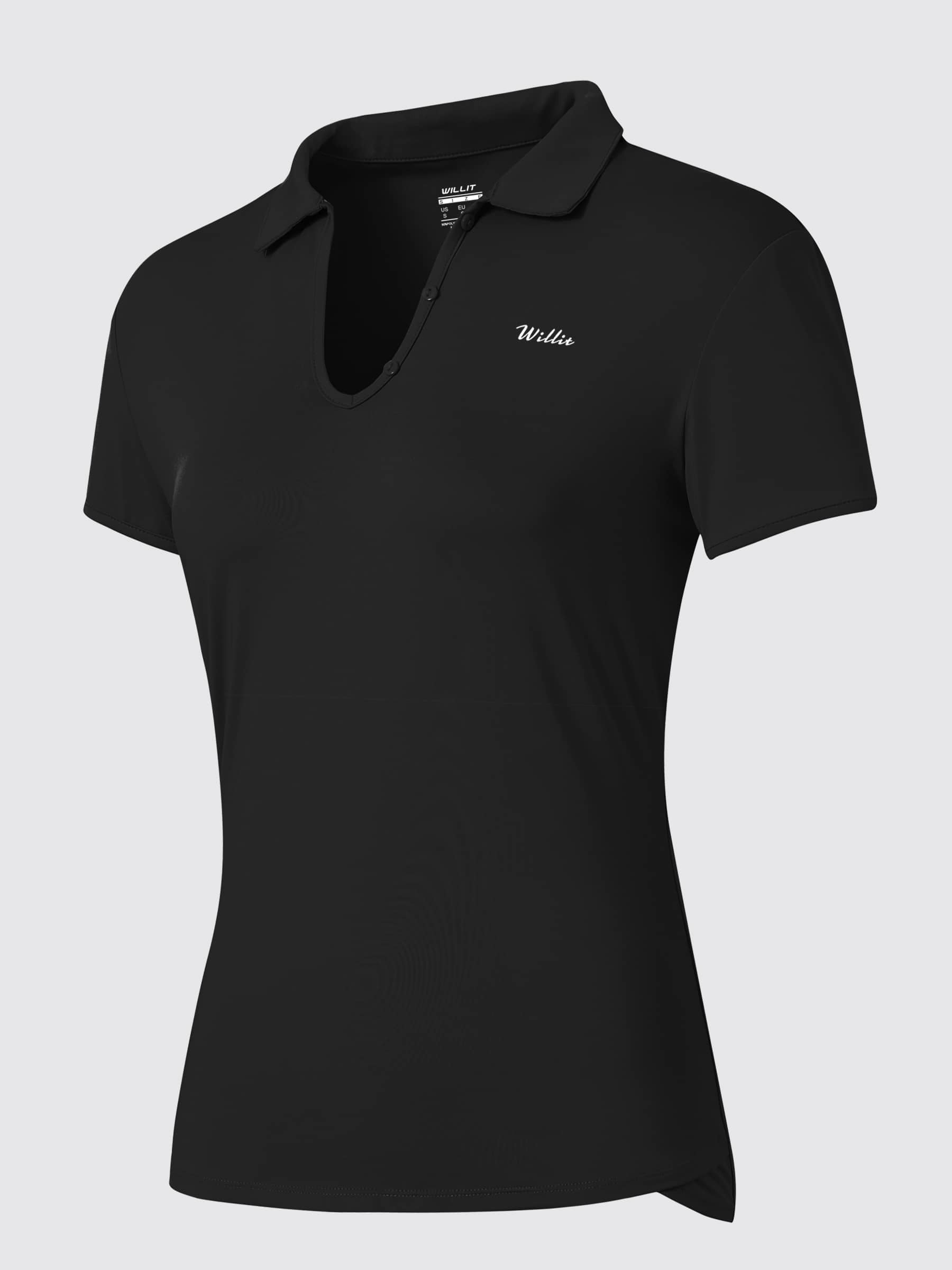 Willit Women's Golf Polo Short Sleeve Shirts_Black2