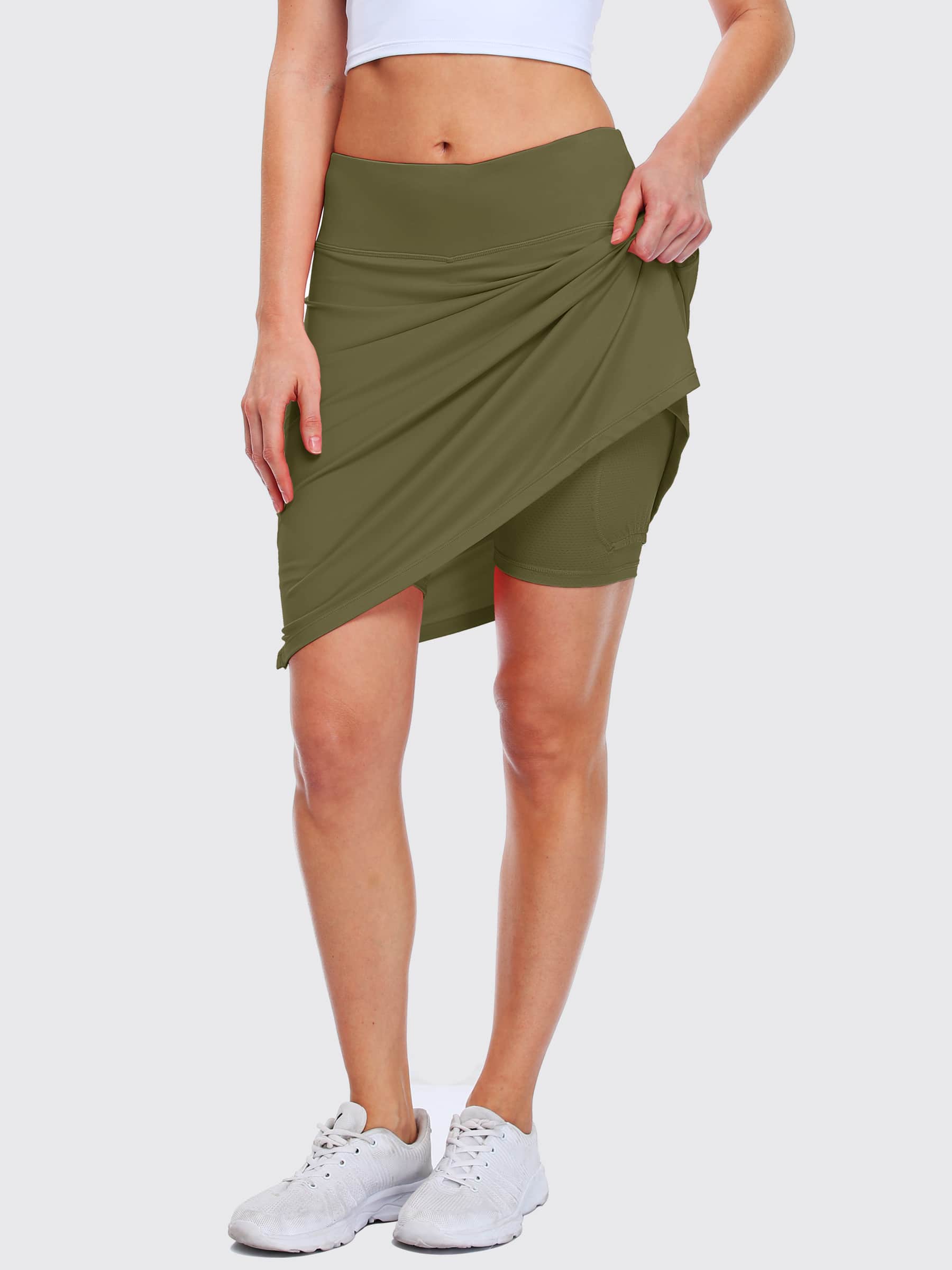 Women's Knee Length 20 Inch Sports Skorts Skirts_Armygreen4