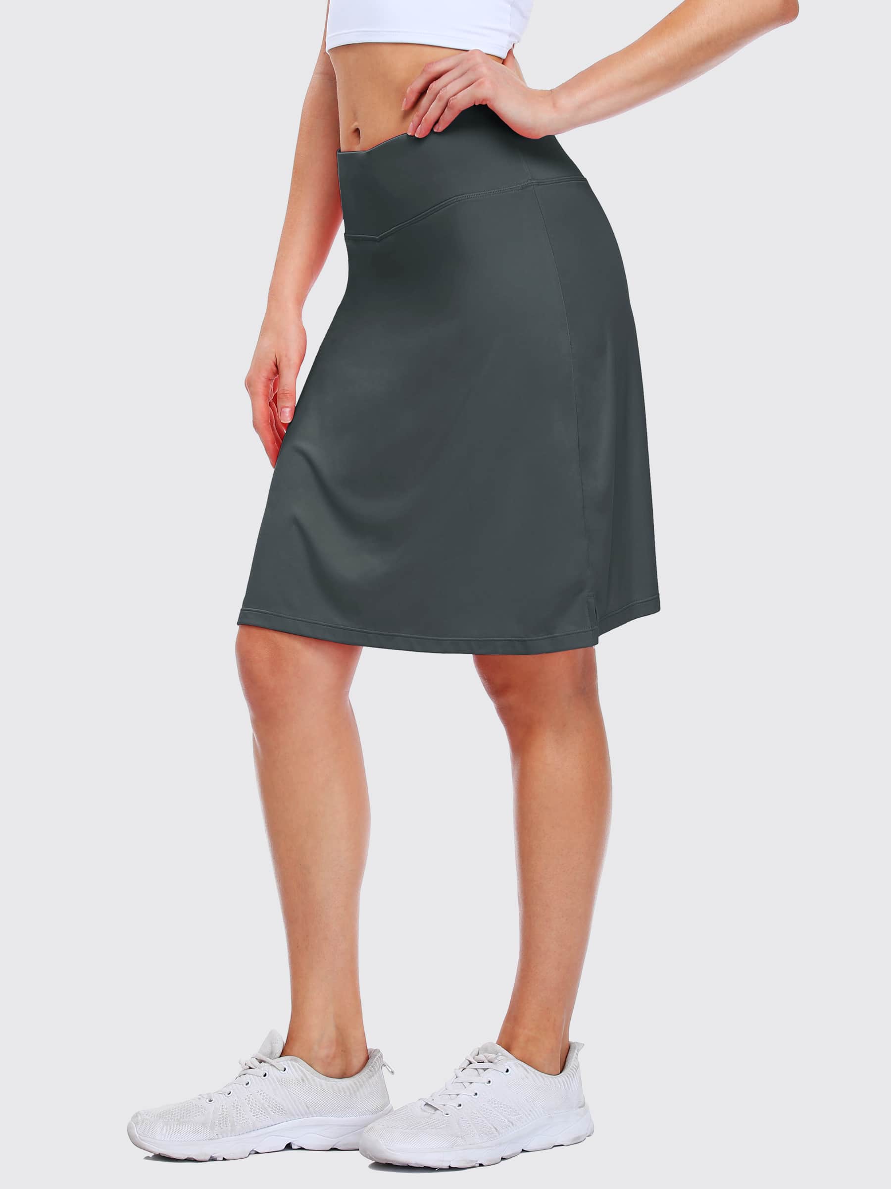 Women's Knee Length 20 Inch Sports Skorts Skirts_DeepGray5