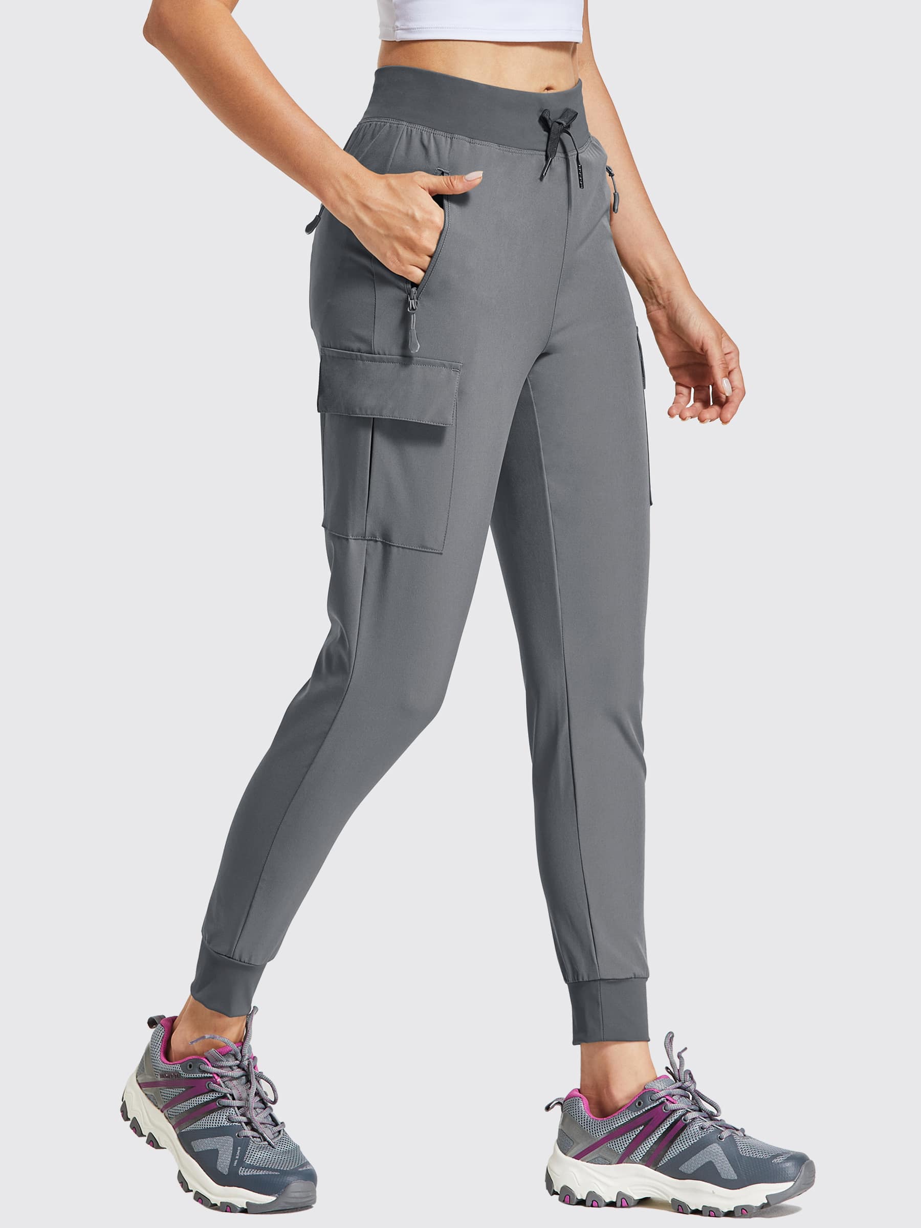 Women's Outdoor Trek Cargo Joggers_Gray_model1