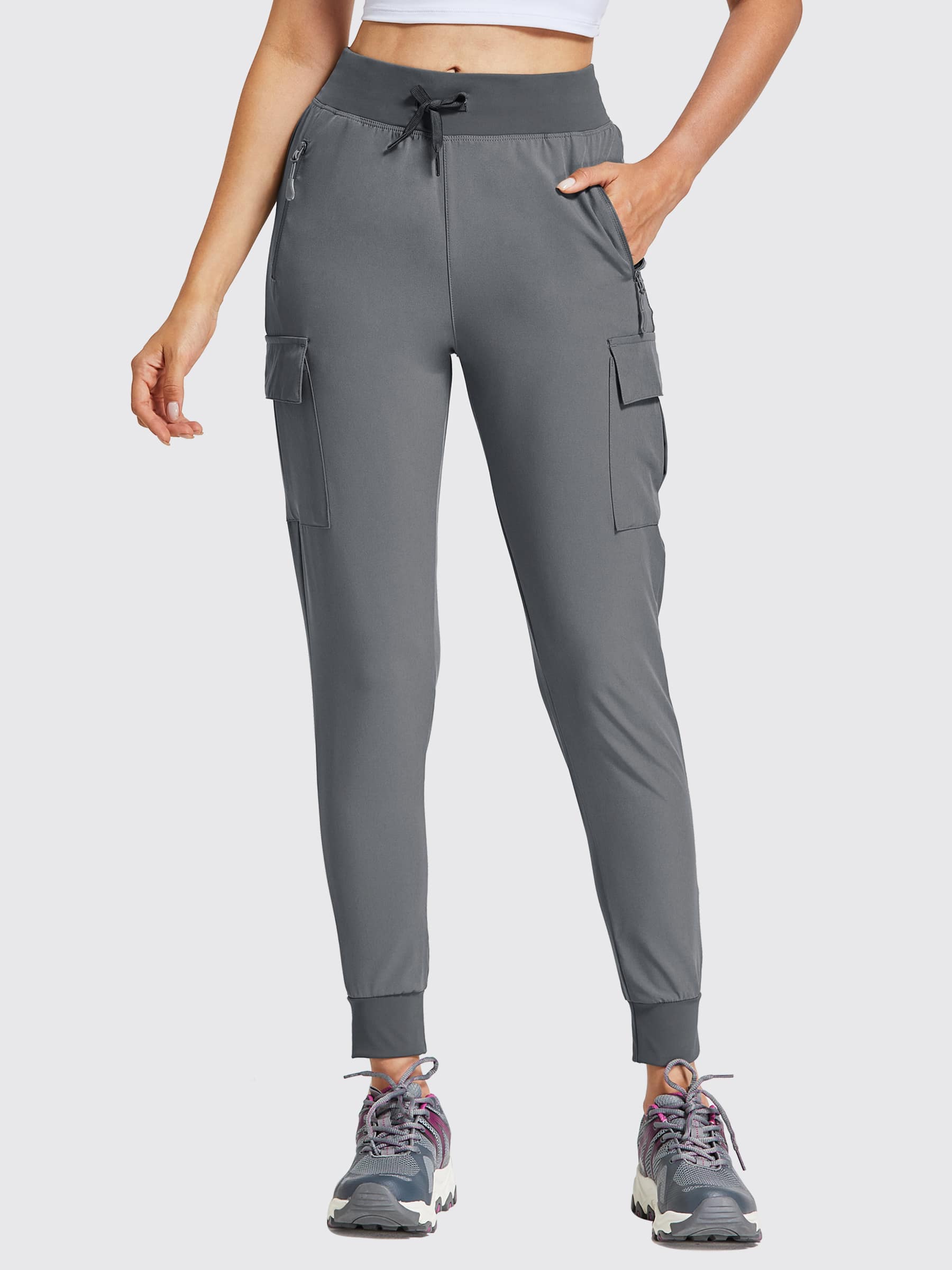 Women's Outdoor Trek Cargo Joggers_Gray_model3