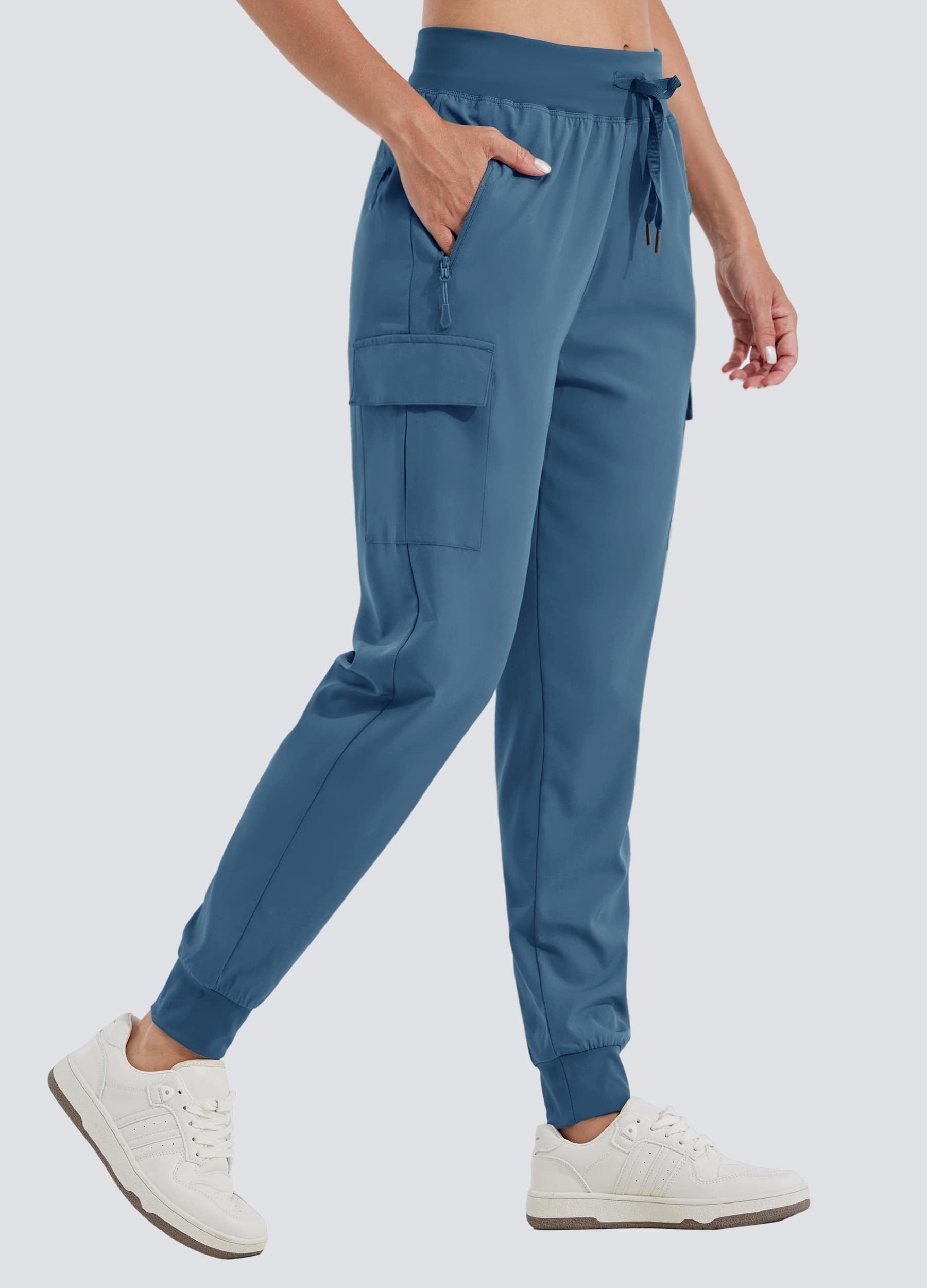 Women's Outdoor Trek Cargo Joggers_Blue_model1
