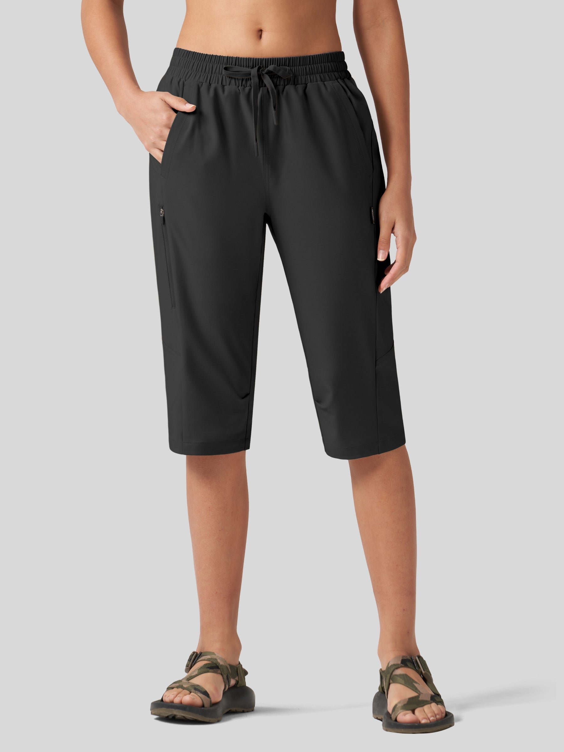 Willit Women's 15 Inch Long Hiking Shorts in black1