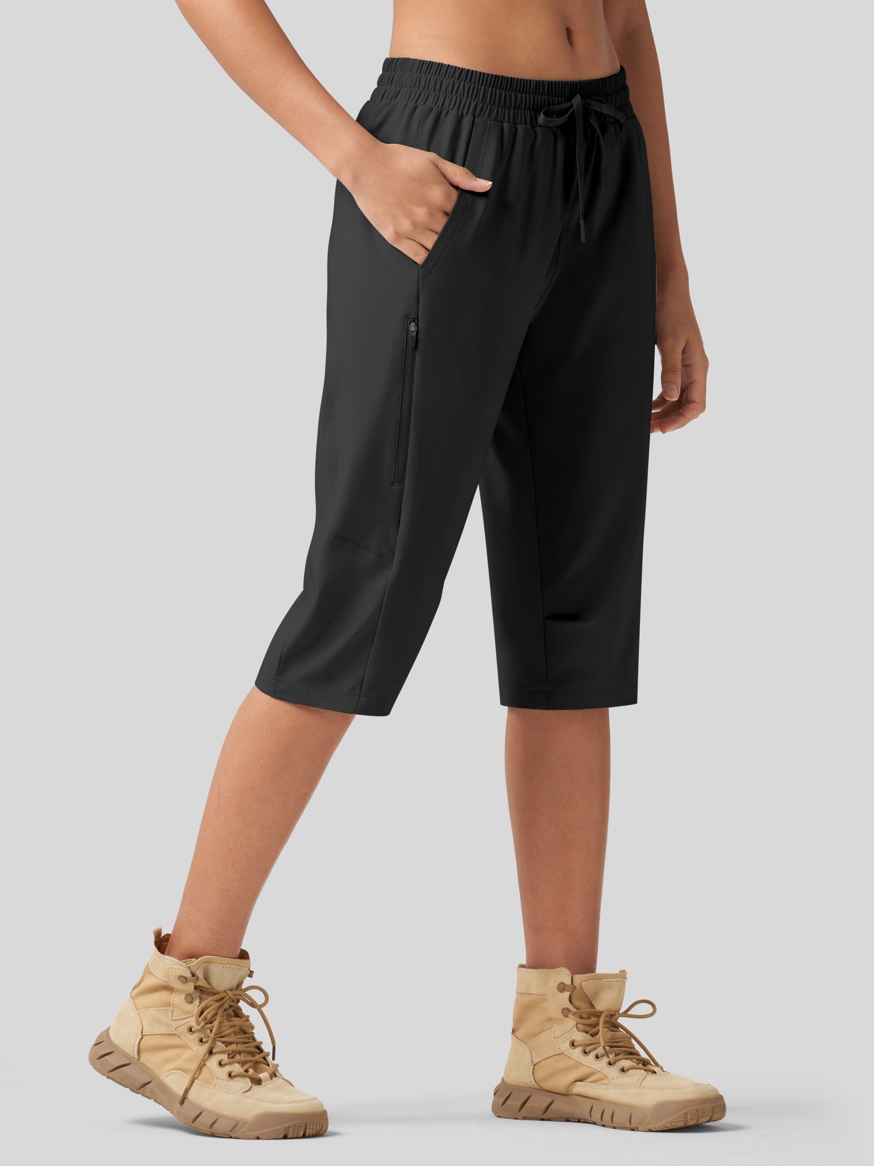 Willit Women's 15 Inch Long Hiking Shorts in black2