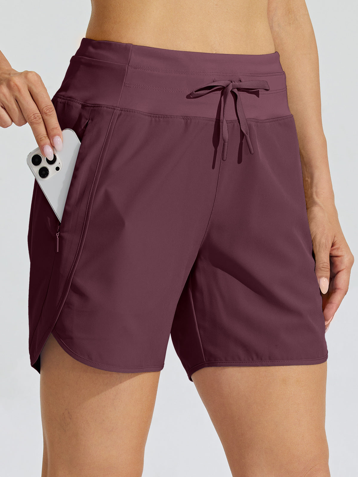 Willit Womens Active 5 Inch Shorts in claret3