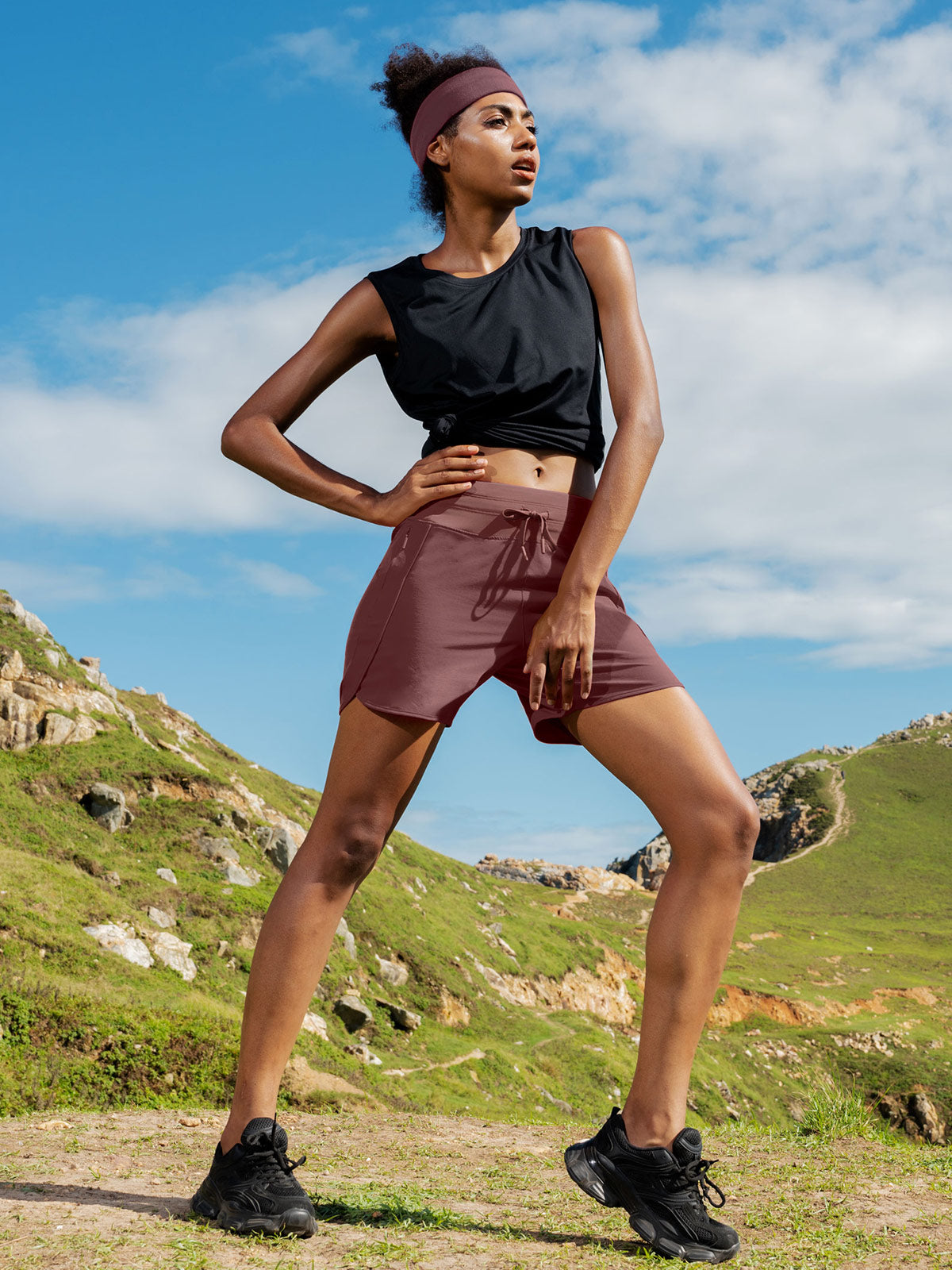 Willit Womens Active 5 Inch Shorts in claret2