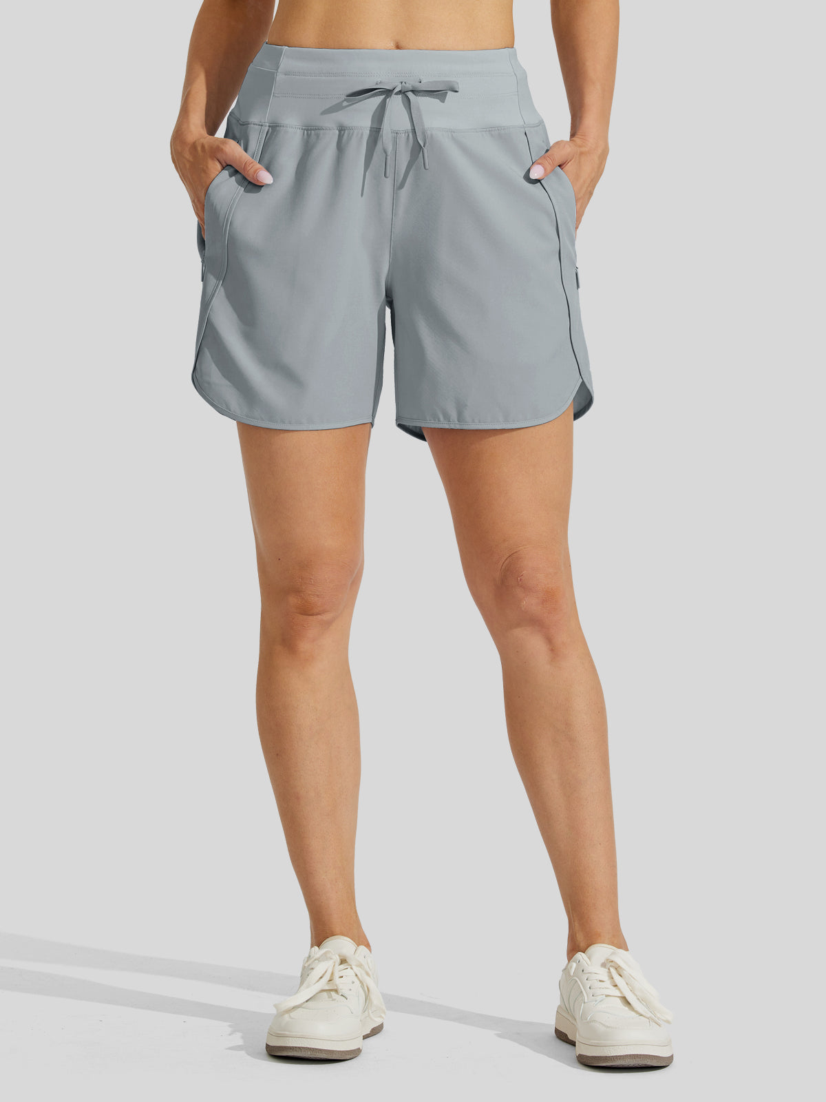 Willit Womens Active 5 Inch Shorts in lightgray1