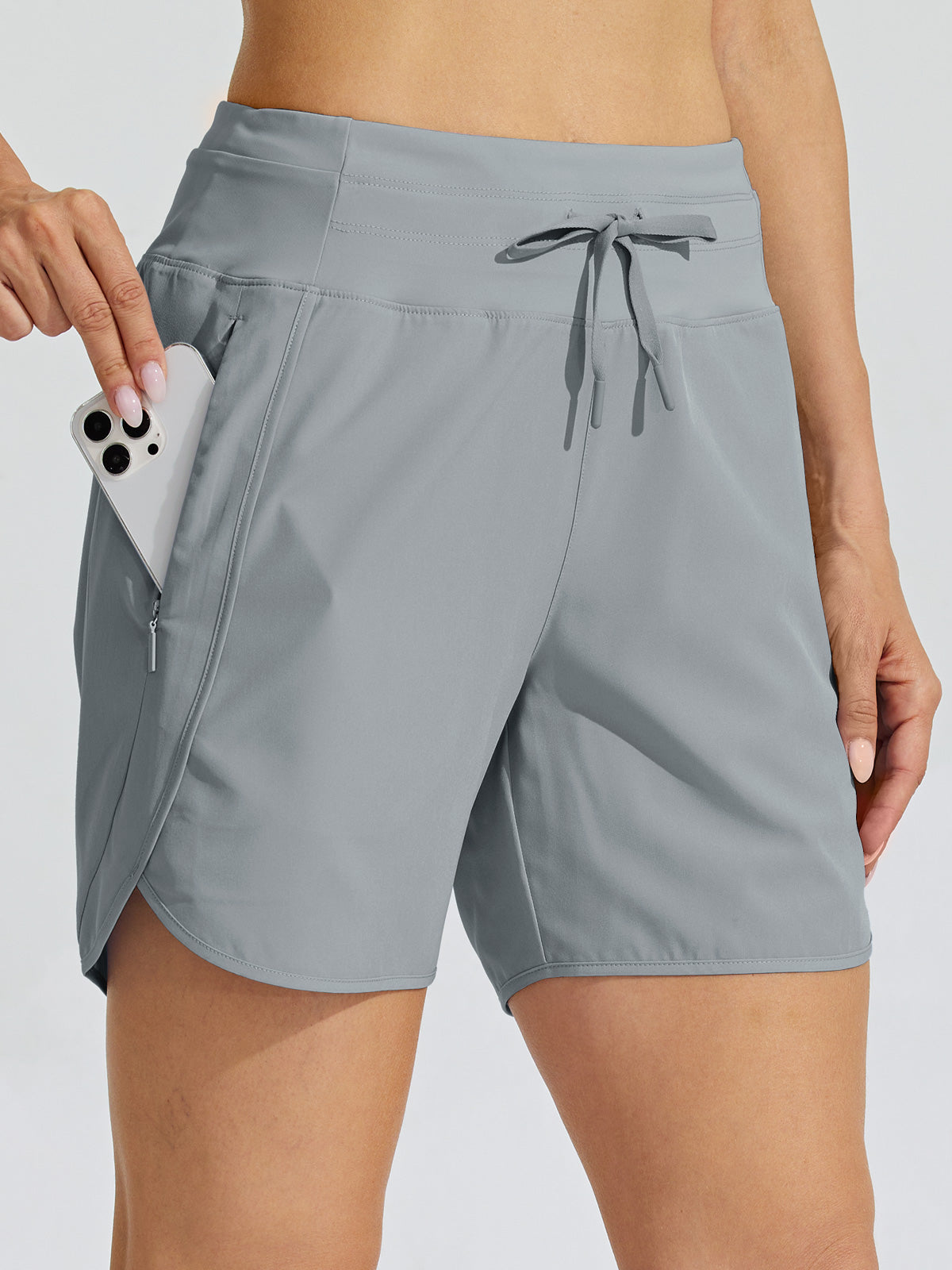 Willit Womens Active 5 Inch Shorts in lightgray3