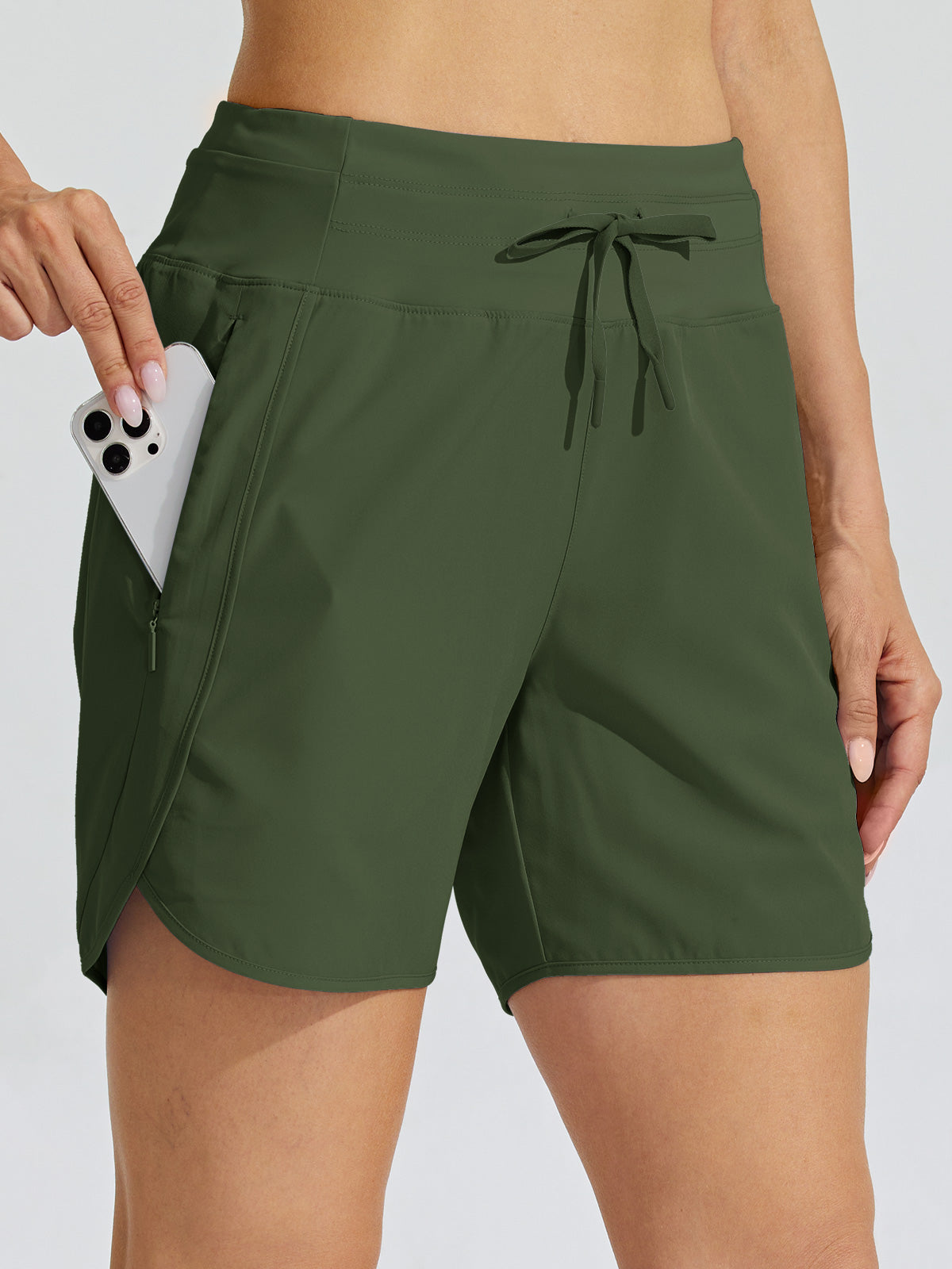 Willit Womens Active 5 Inch Shorts in olive3