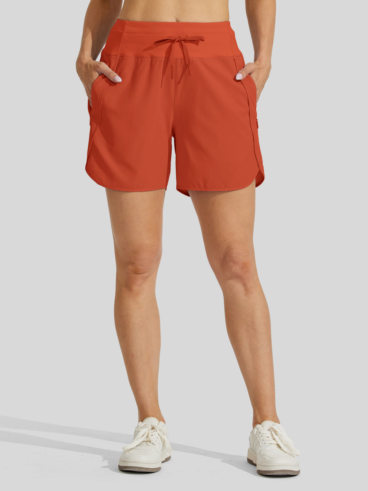 Willit Womens Active 5 Inch Shorts in tomatored1