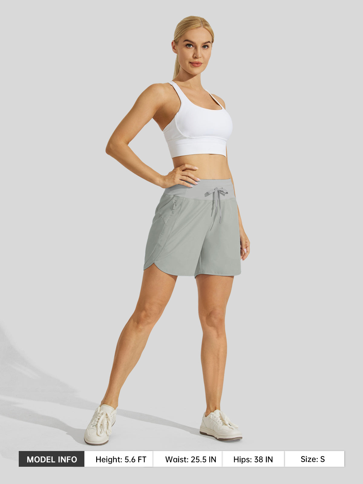 Willit Womens Active 5 Inch Shorts in lightgray6