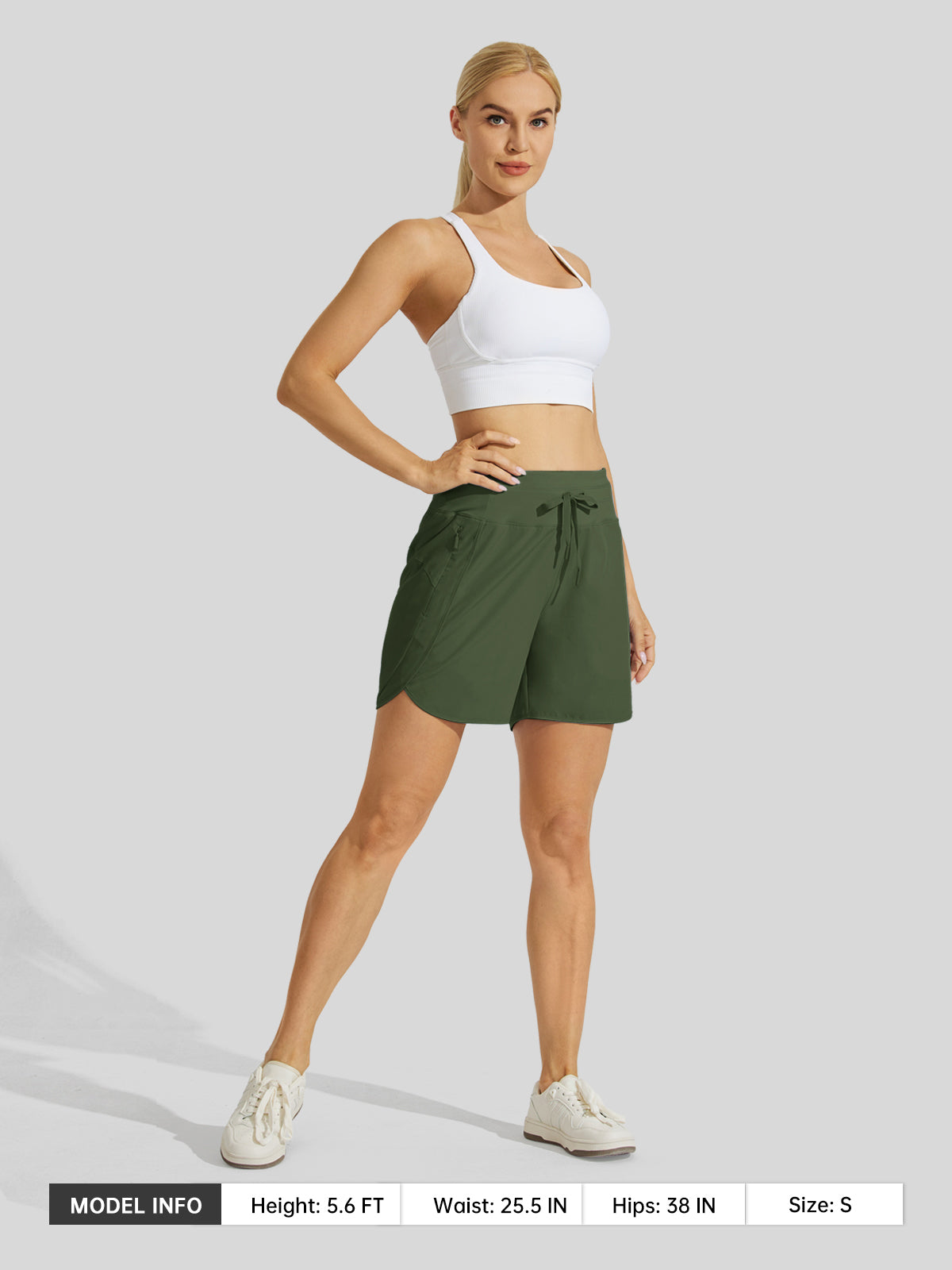 Willit Womens Active 5 Inch Shorts in olive6