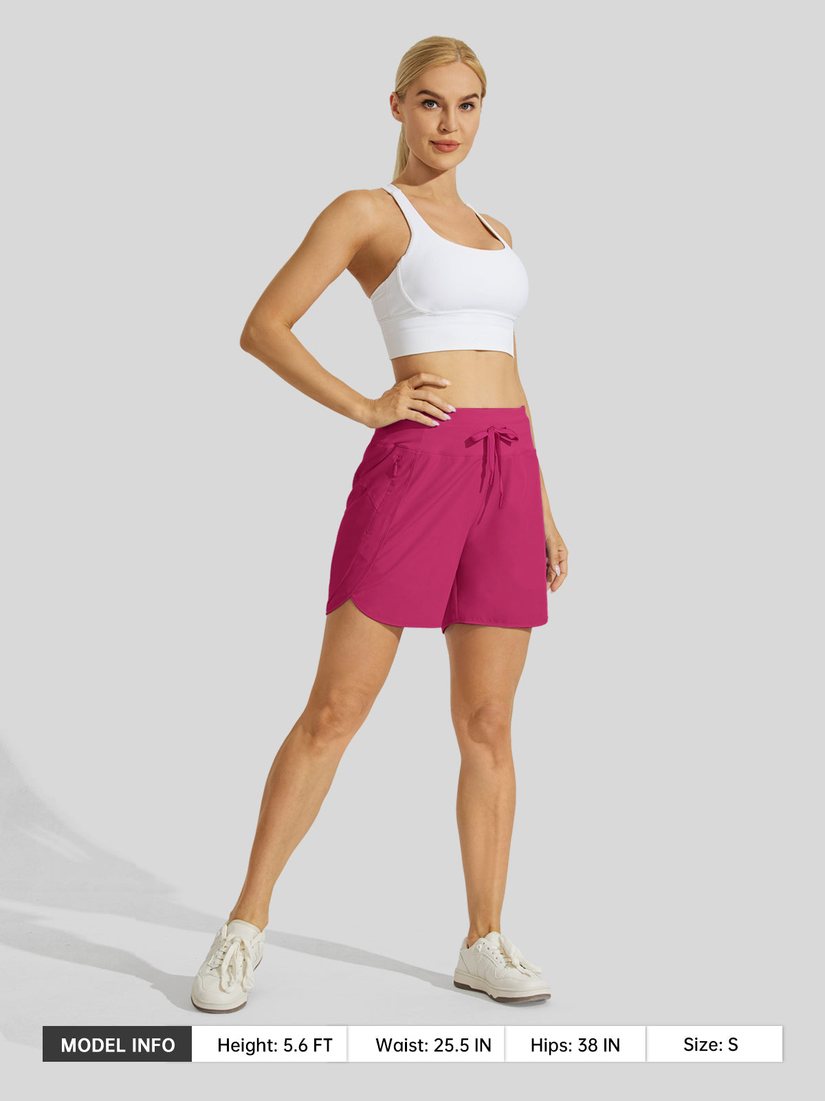 Willit Womens Active 5 Inch Shorts in rosered6