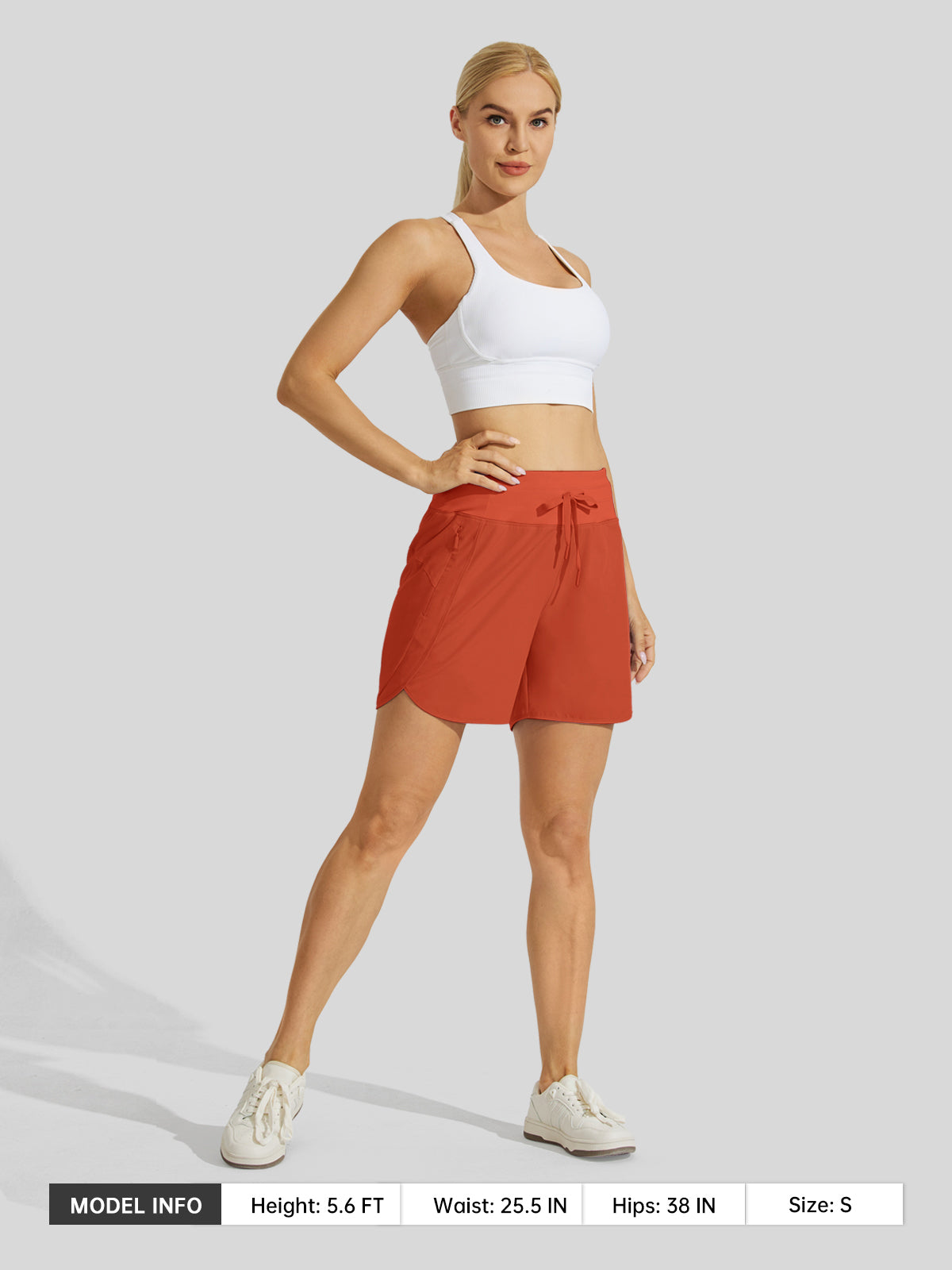 Willit Womens Active 5 Inch Shorts in tomatored6