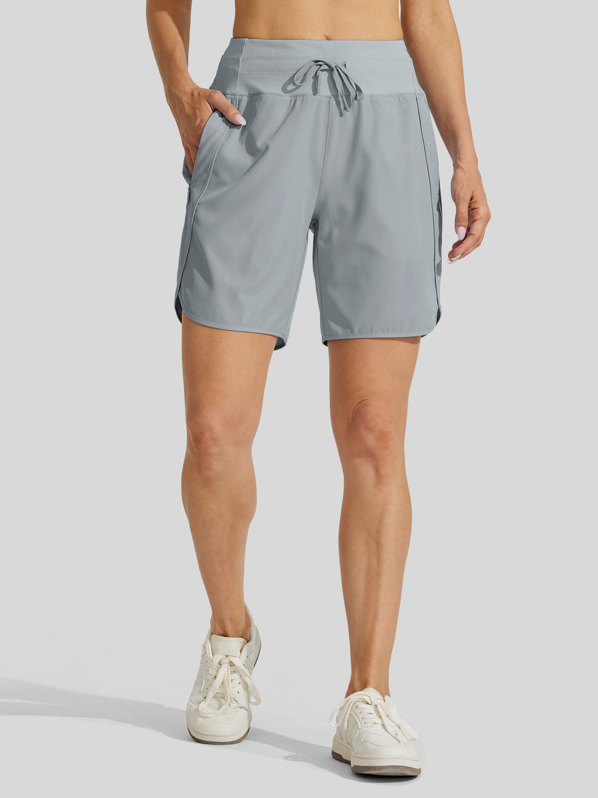 Willit Womens Active 7 Inch Shorts in light gray1