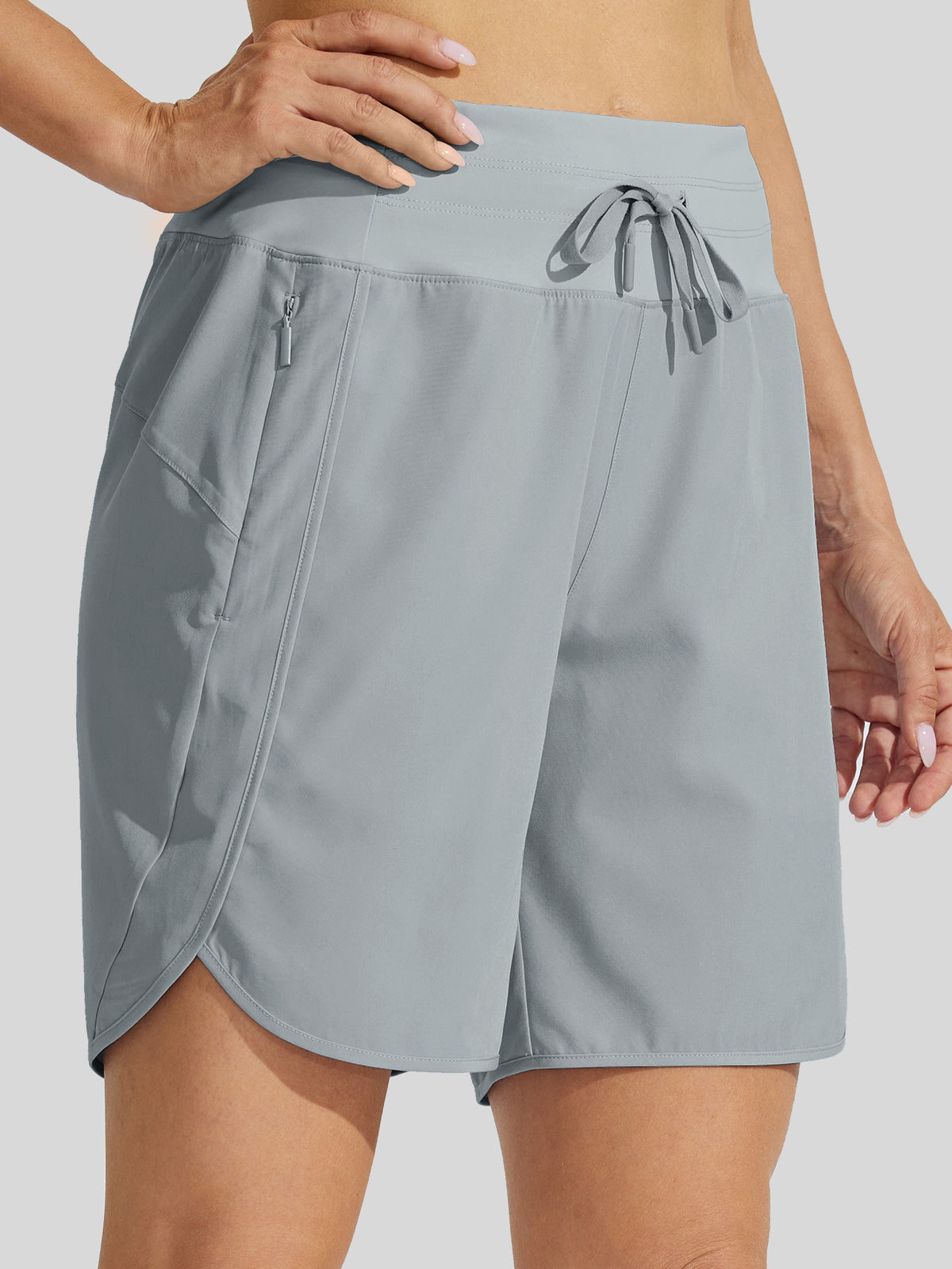 Willit Womens Active 7 Inch Shorts in light gray4