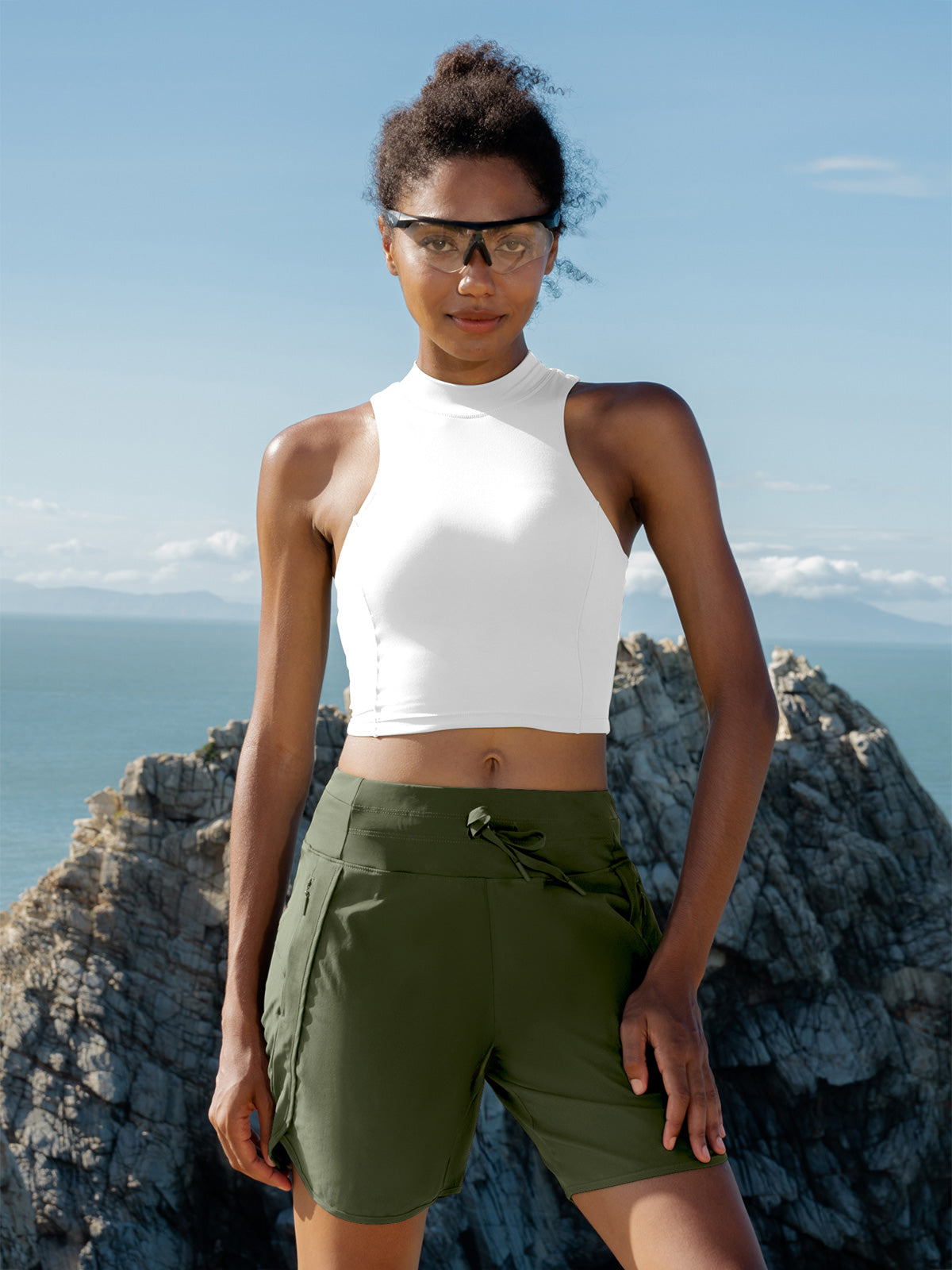 Willit Womens Active 7 Inch Shorts in olive2