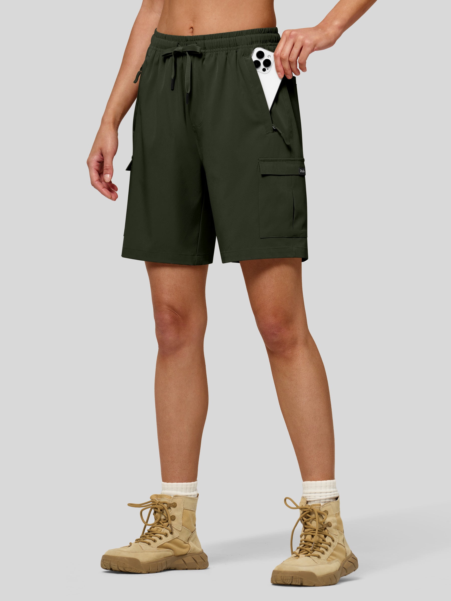 Willit Women's Active Trek Shorts 7 Inch in army green4