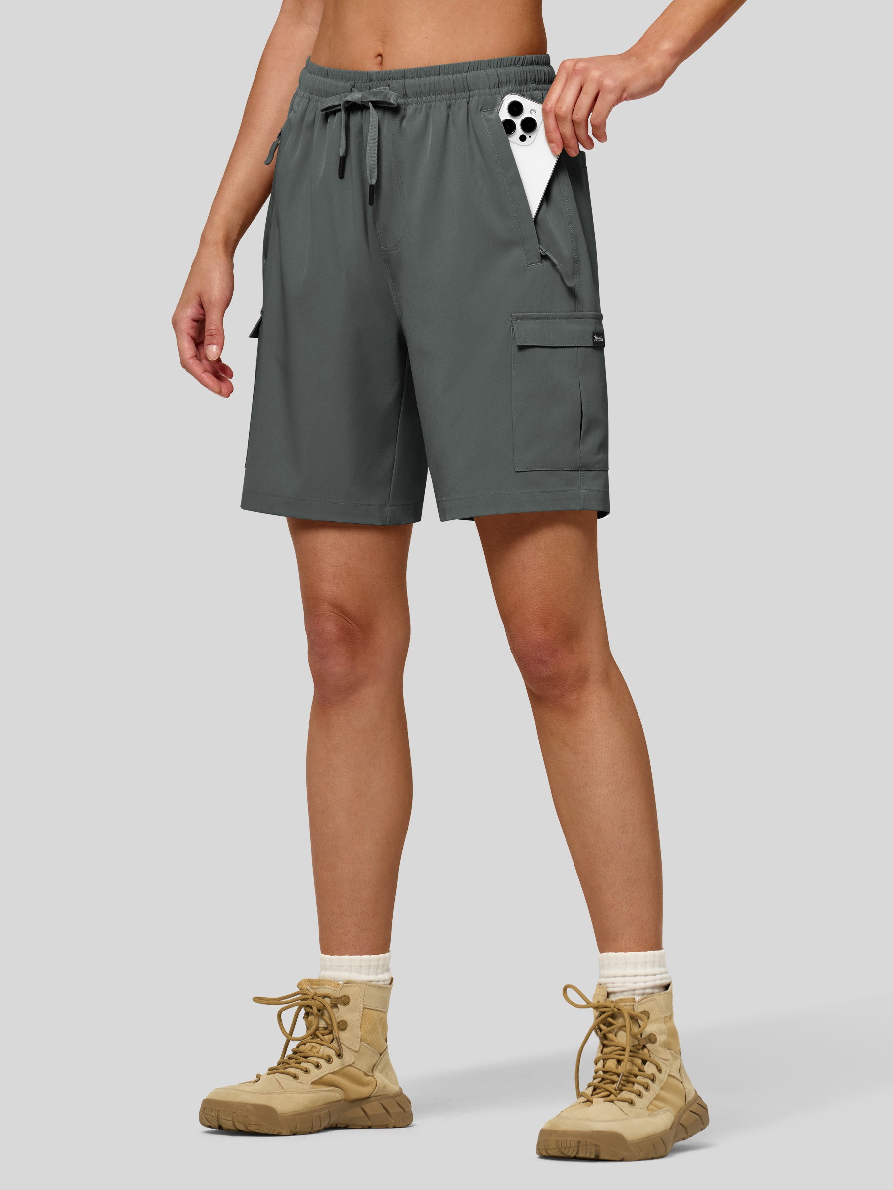 Willit Women's Active Trek Shorts 7 Inch in deep gray4