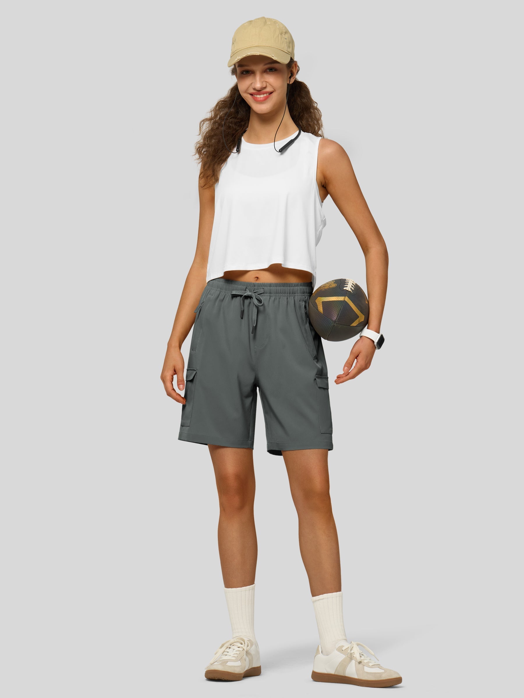 Willit Women's Active Trek Shorts 7 Inch in deep gray6