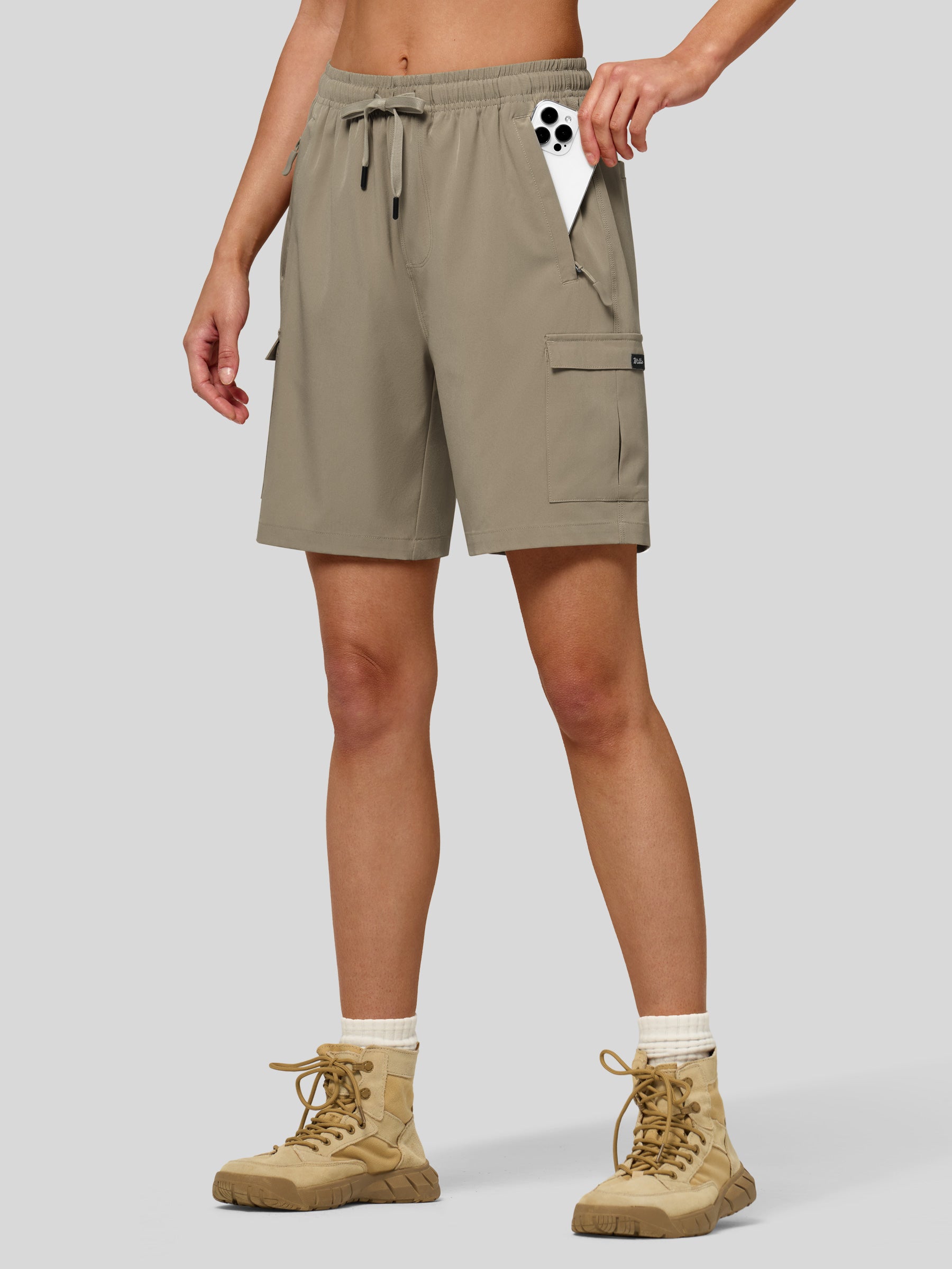 Willit Women's Active Trek Shorts 7 Inch in deep khaki4