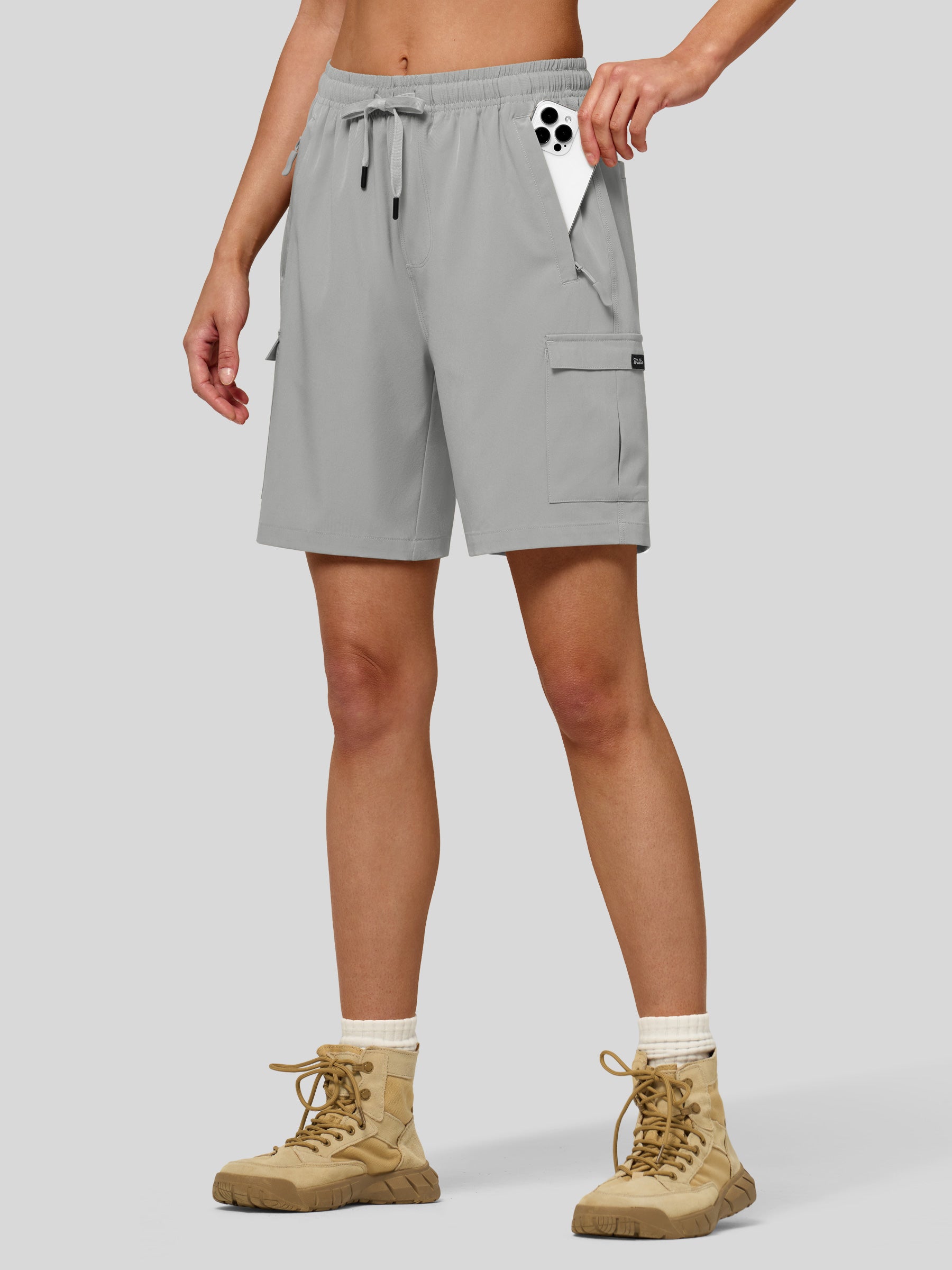 Willit Women's Active Trek Shorts 7 Inch in light gray4