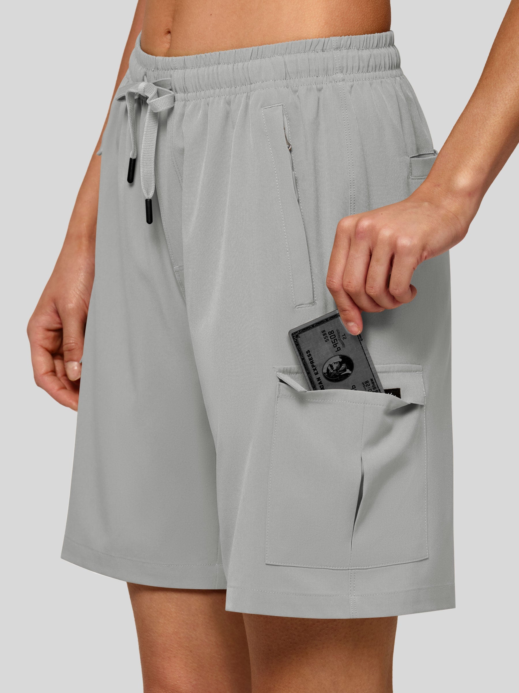 Willit Women's Active Trek Shorts 7 Inch in light gray3