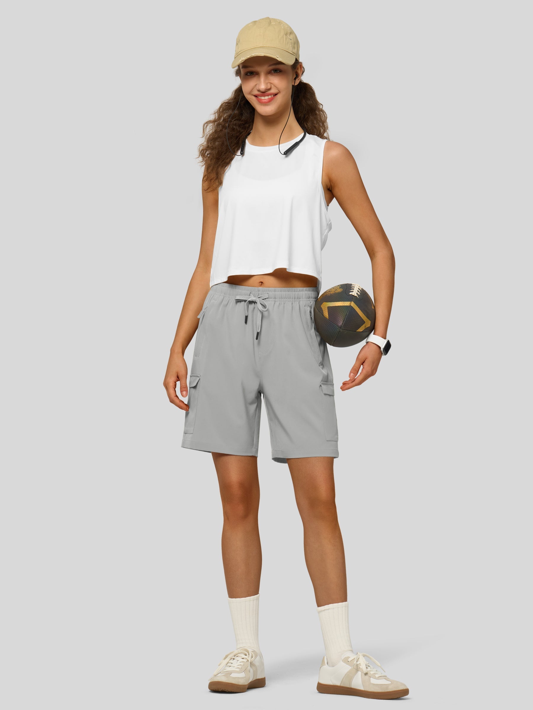 Willit Women's Active Trek Shorts 7 Inch in light gray5