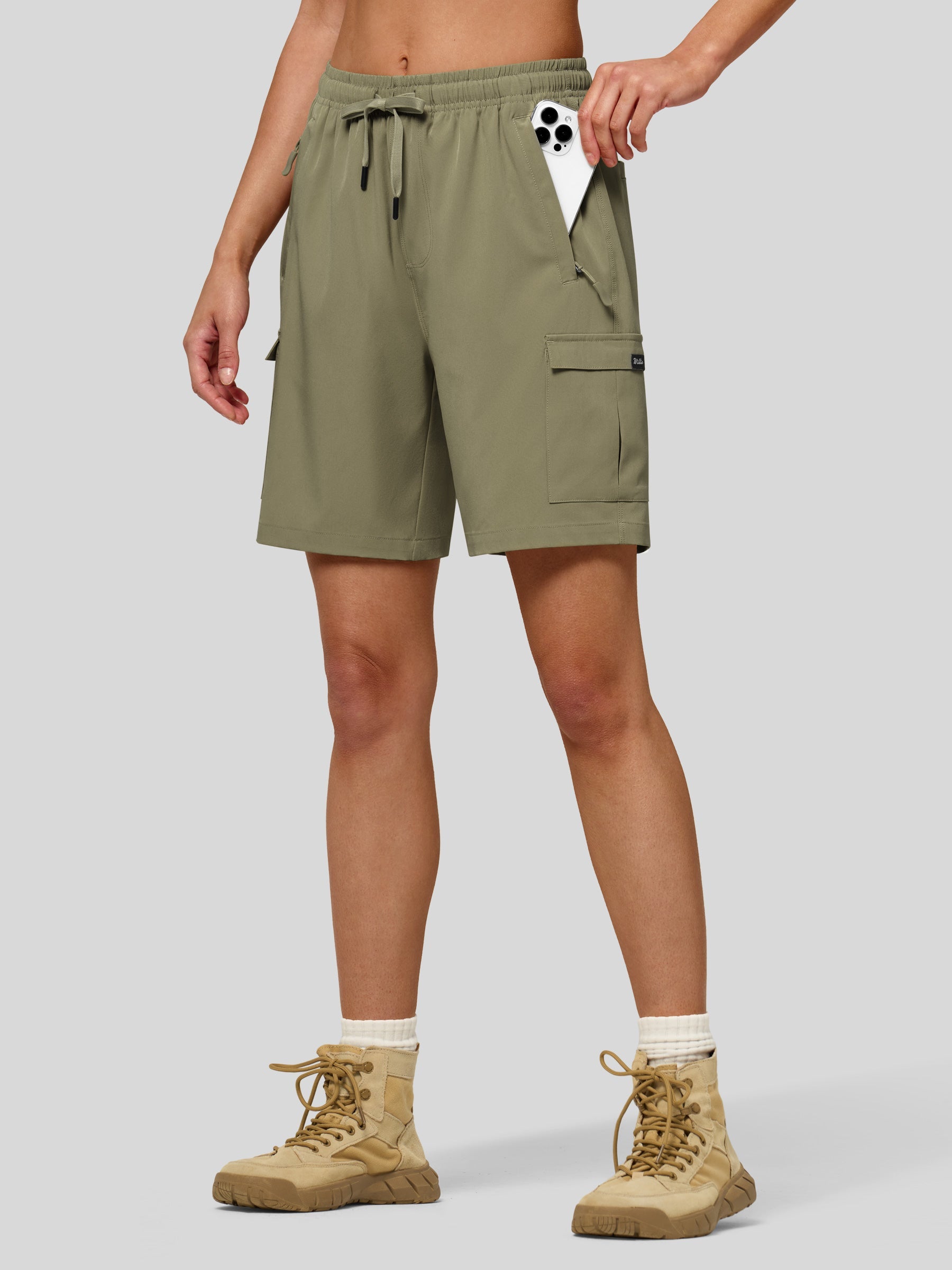 Willit Women's Active Trek Shorts 7 Inch in sage green4