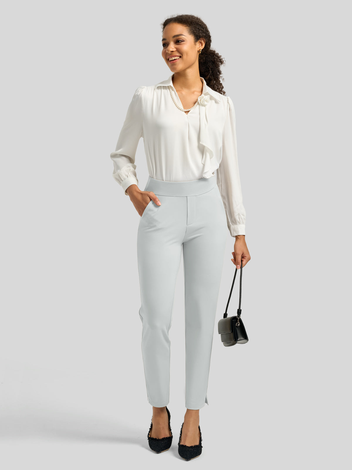 Willit Women's Ankle Stretch Golf Pants-25.5 Inch_light gray