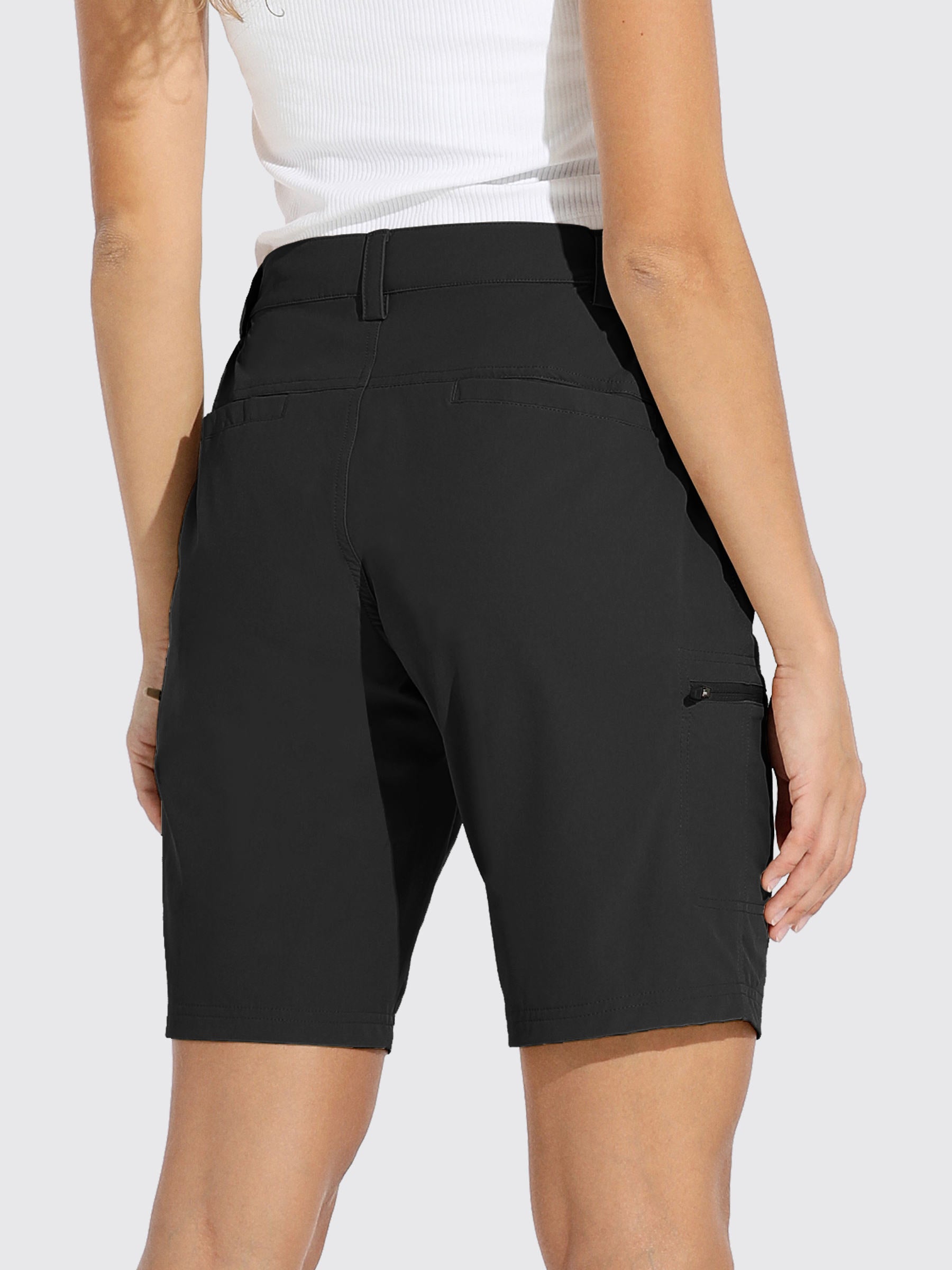 Womens Bermuda Cargo Shorts 10 Inch black2