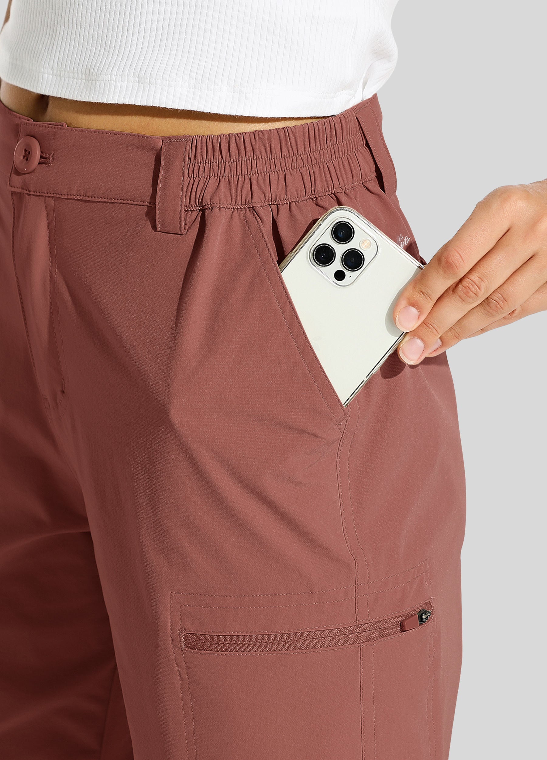 Womens Bermuda Cargo Shorts 10 Inch cacao3