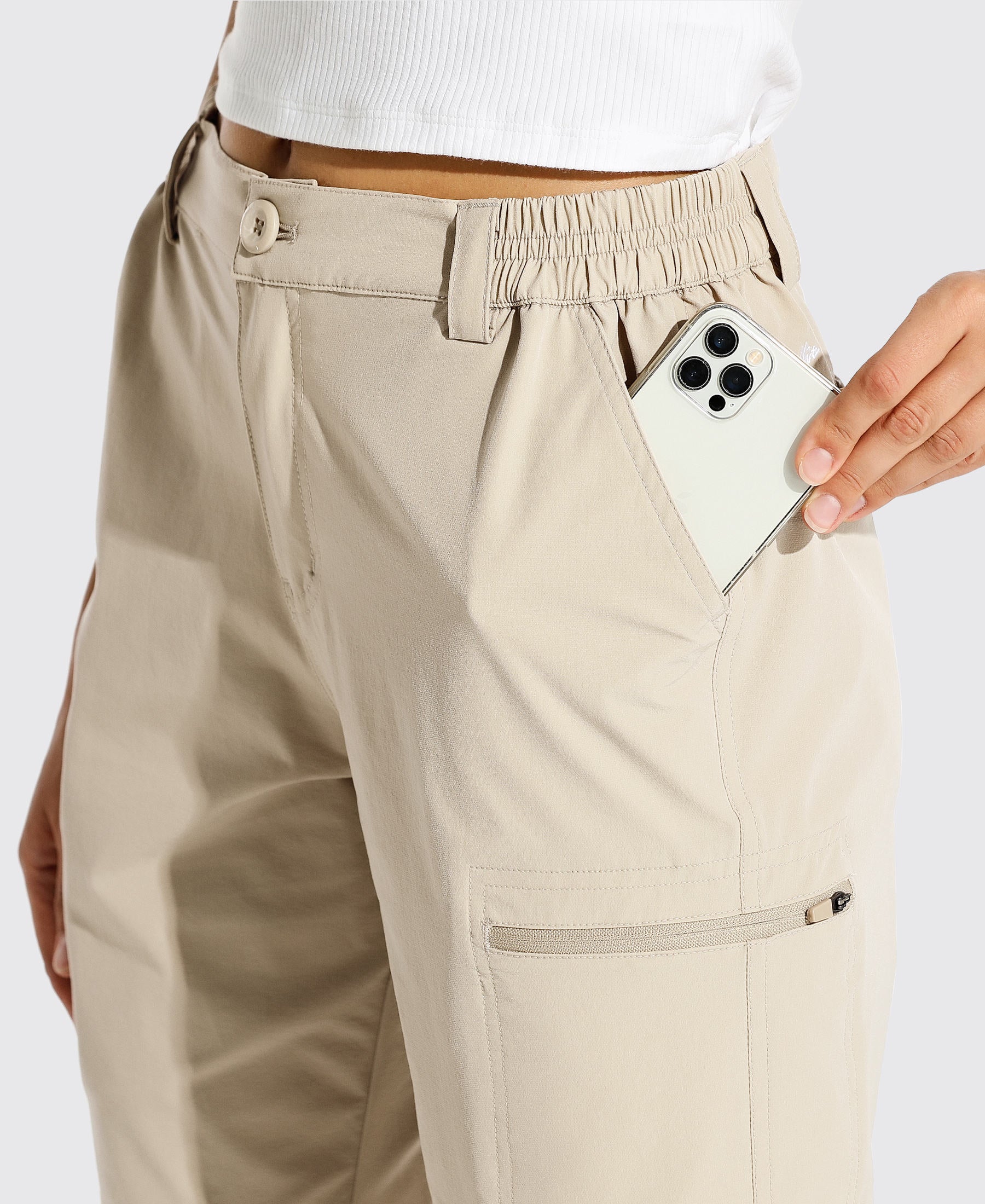 Womens Bermuda Cargo Shorts 10 Inch khaki3