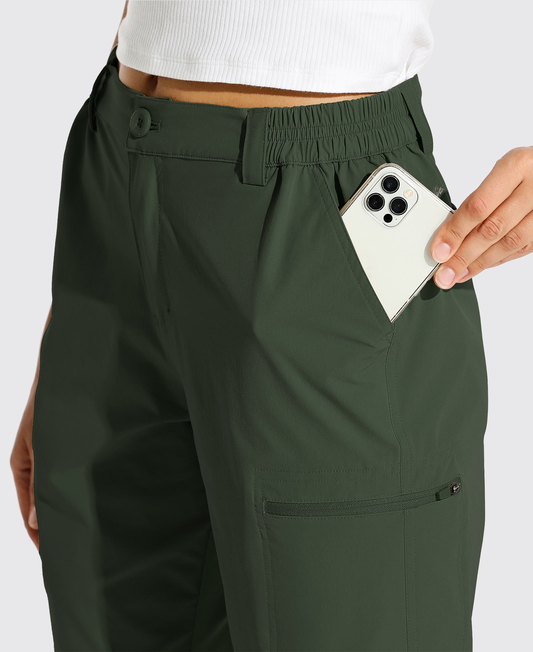 Womens Bermuda Cargo Shorts 10 Inch olive green3