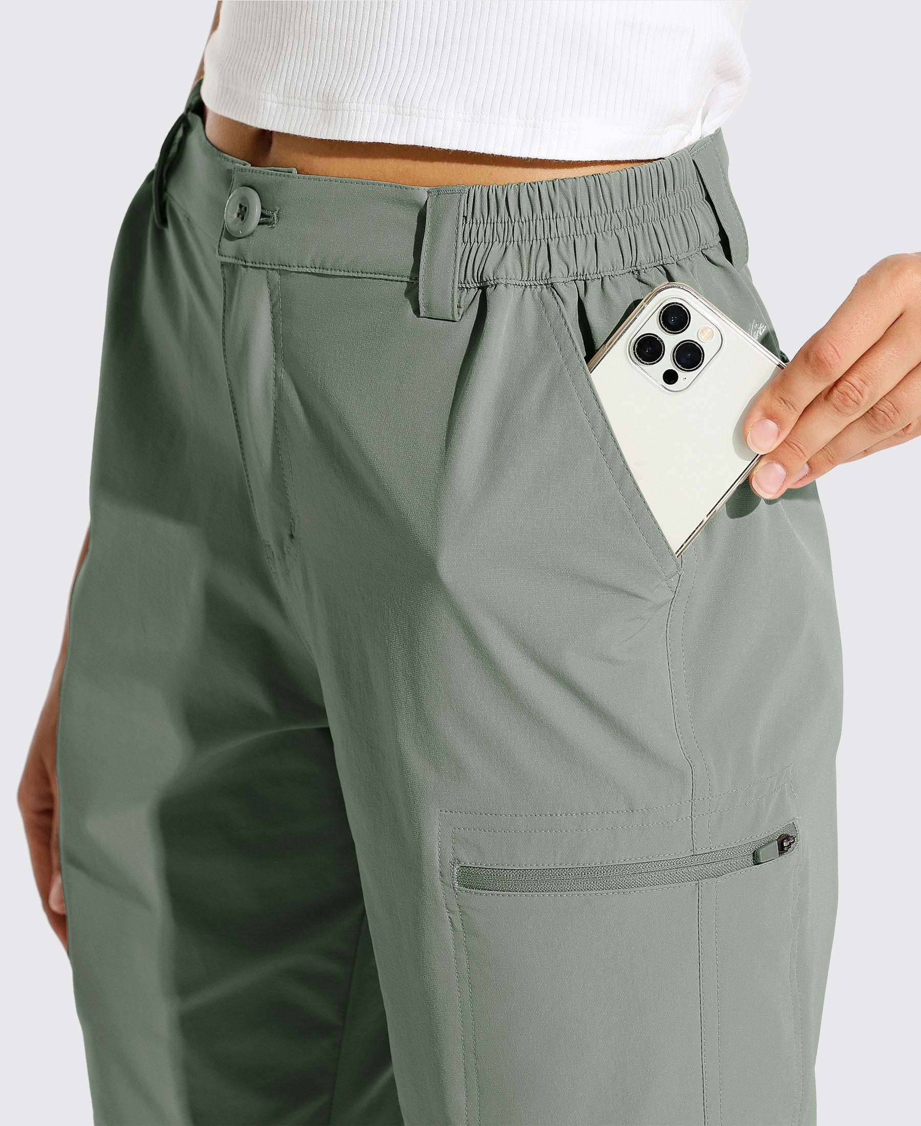 Womens Bermuda Cargo Shorts 10 Inch sage green3