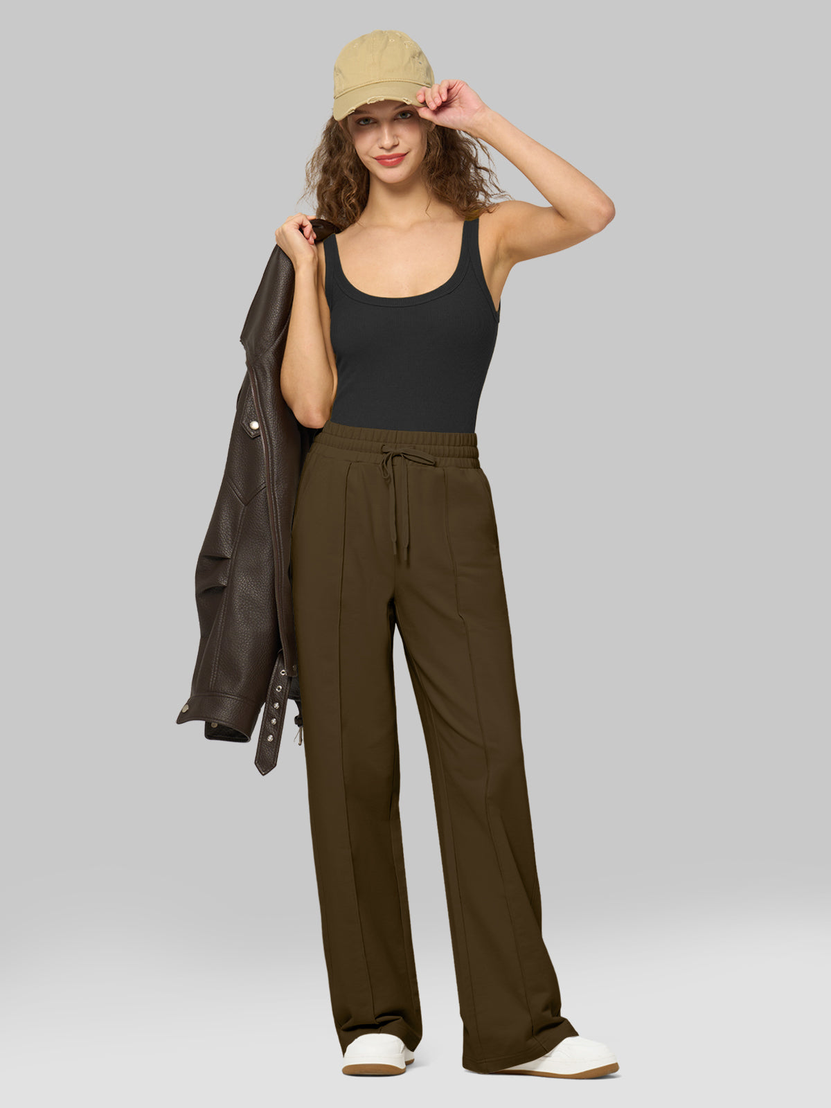 willit Women's Breeze Straight Leg Sweatpants in darkbrown_4