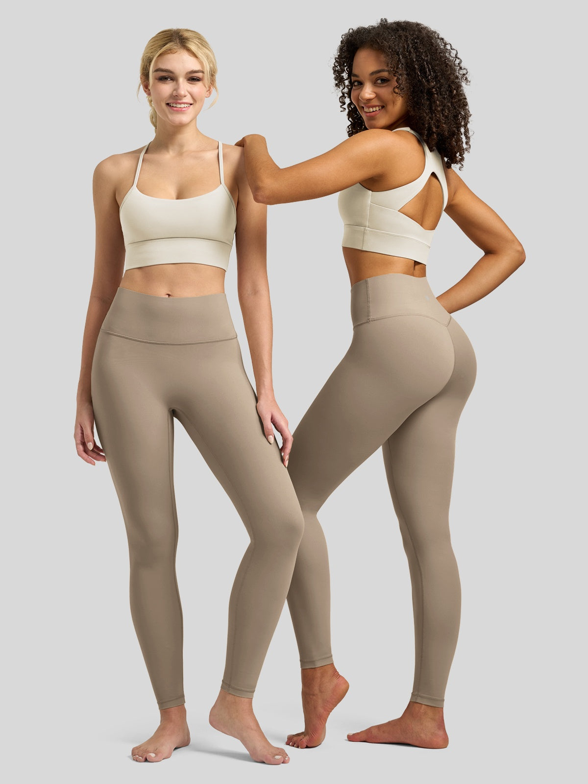 Willit Women's Butterflux High Rise Leggings 28 Inch in deep taupe