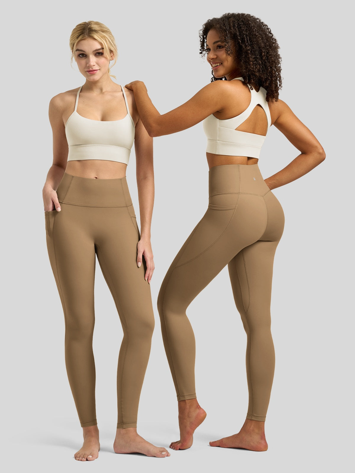 Willit Women's Butterflux Pocket Leggings-25 Inch in brown