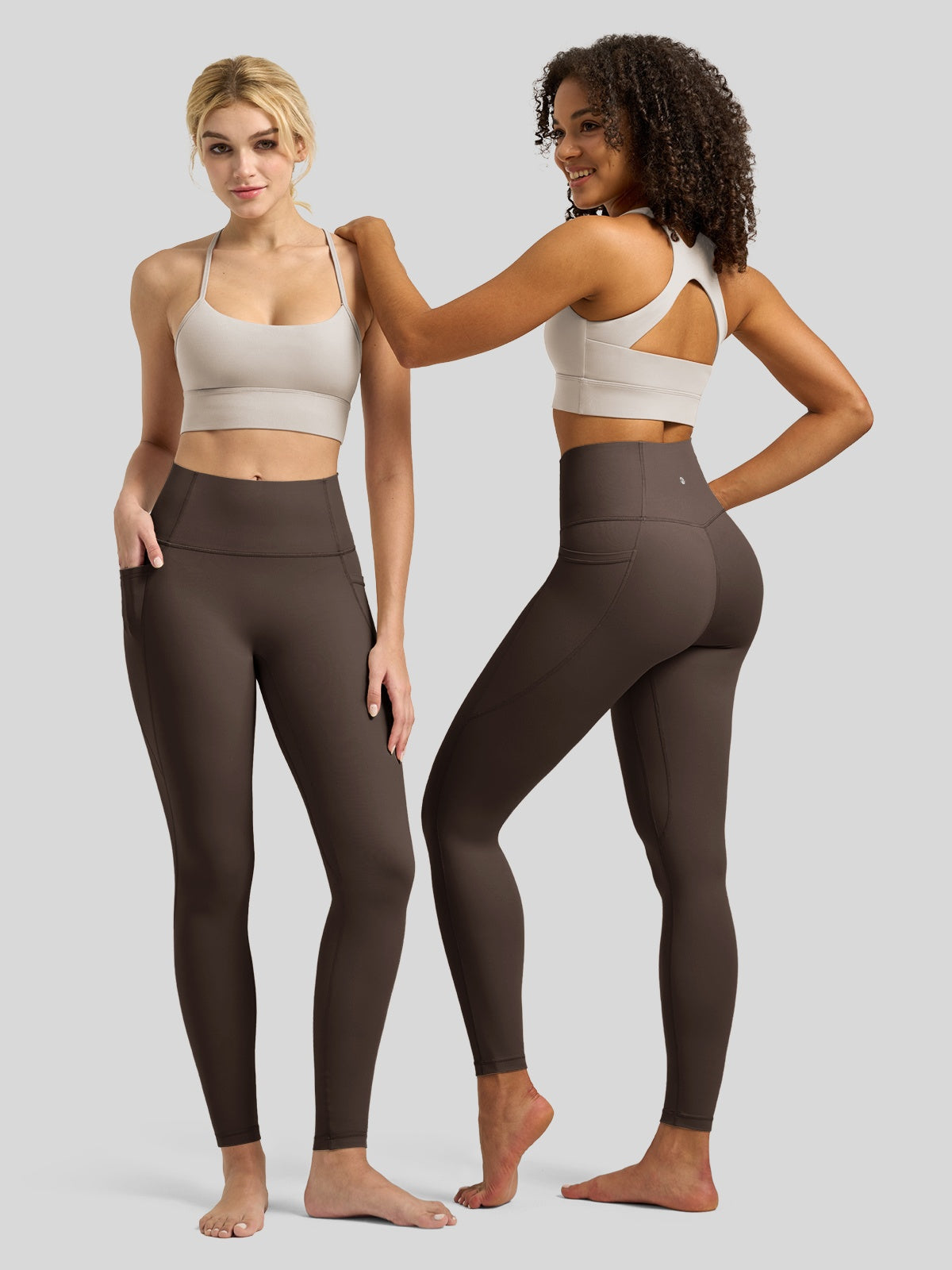 Willit Women's Butterflux Pocket Leggings-25 Inch in brown
