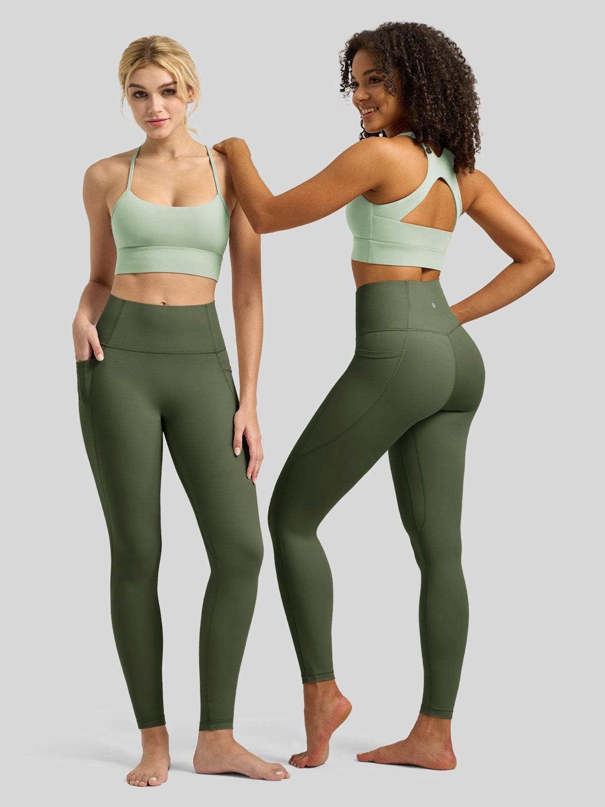 Willit Women's Butterflux Pocket Leggings-25 Inch in green