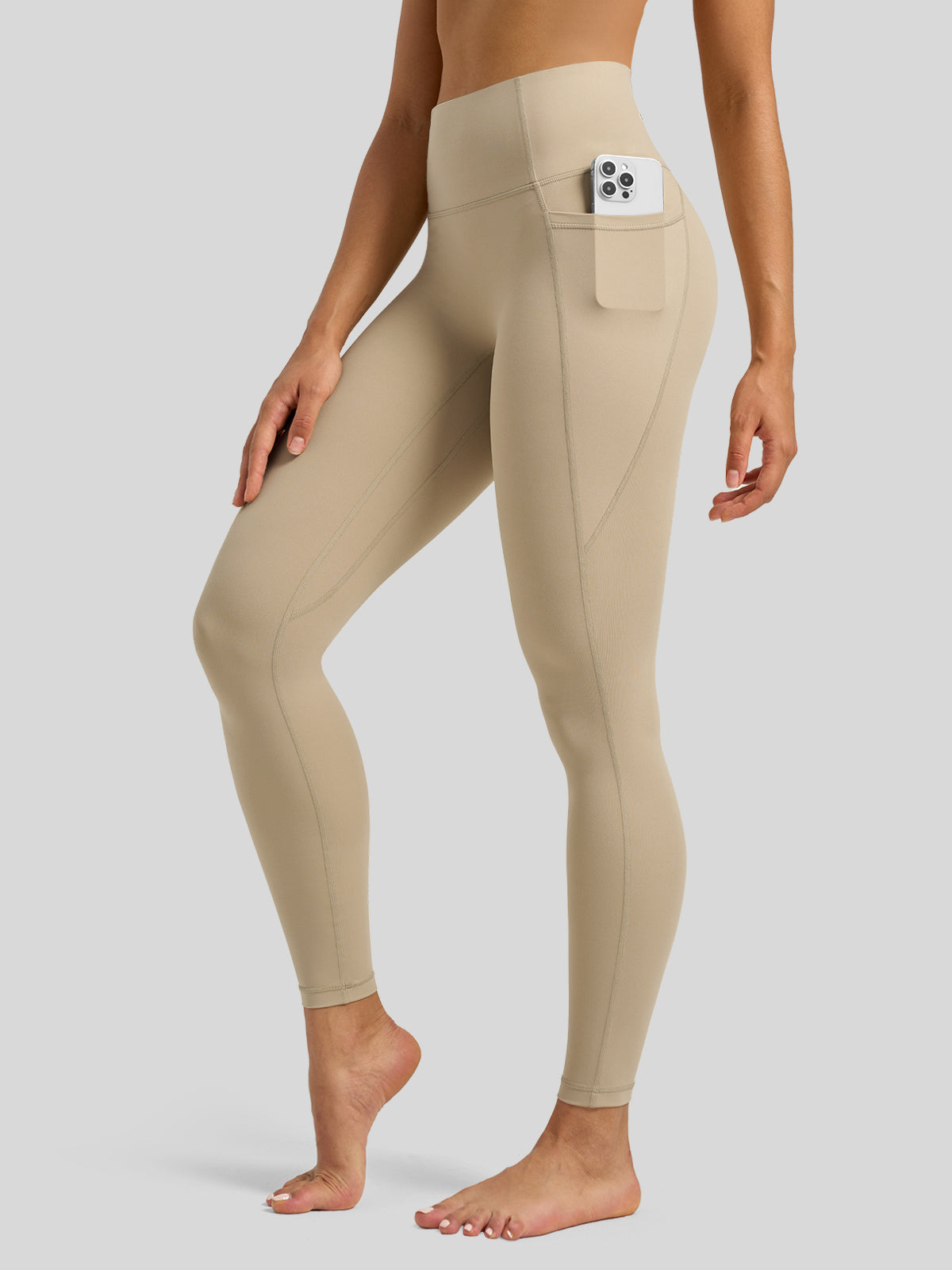 Willit Women's Butterflux Pocket Leggings-25 Inch in khaki