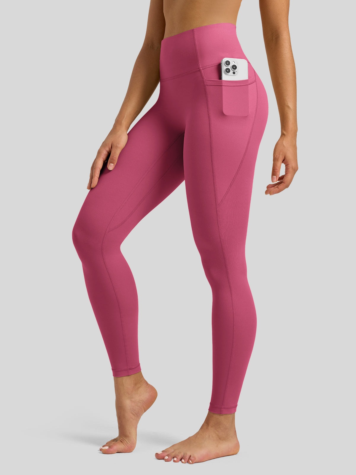 Willit Women's Butterflux Pocket Leggings-25 Inch in rose red