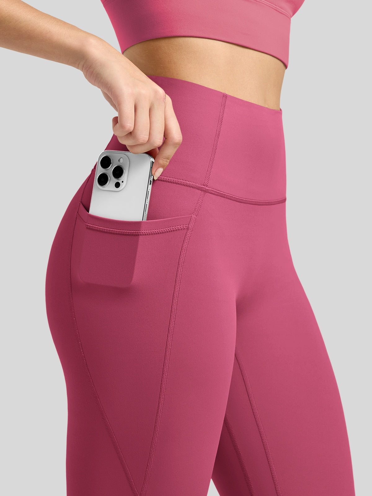 Willit Women's Butterflux Pocket Leggings-25 Inch in dusty in red