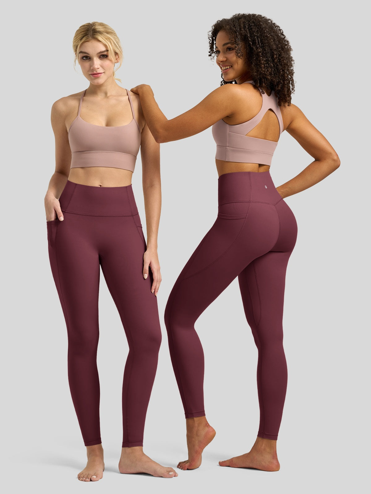 Willit Women's Butterflux Pocket Leggings-25 Inch in wine red