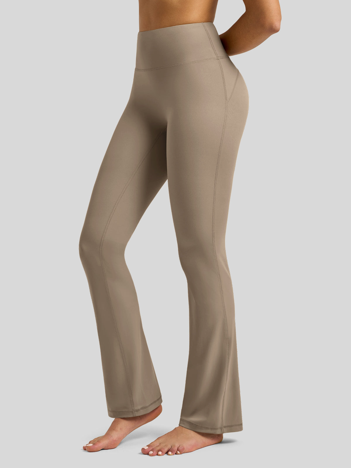 Willit Women's Butterflux Yoga Flare Leggings 30.5 Inch in taupe